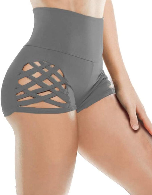 Women'S Workout Yoga Shorts High Waist Tummy Control Criss Cross Athletic Sports Booty Short Leggings