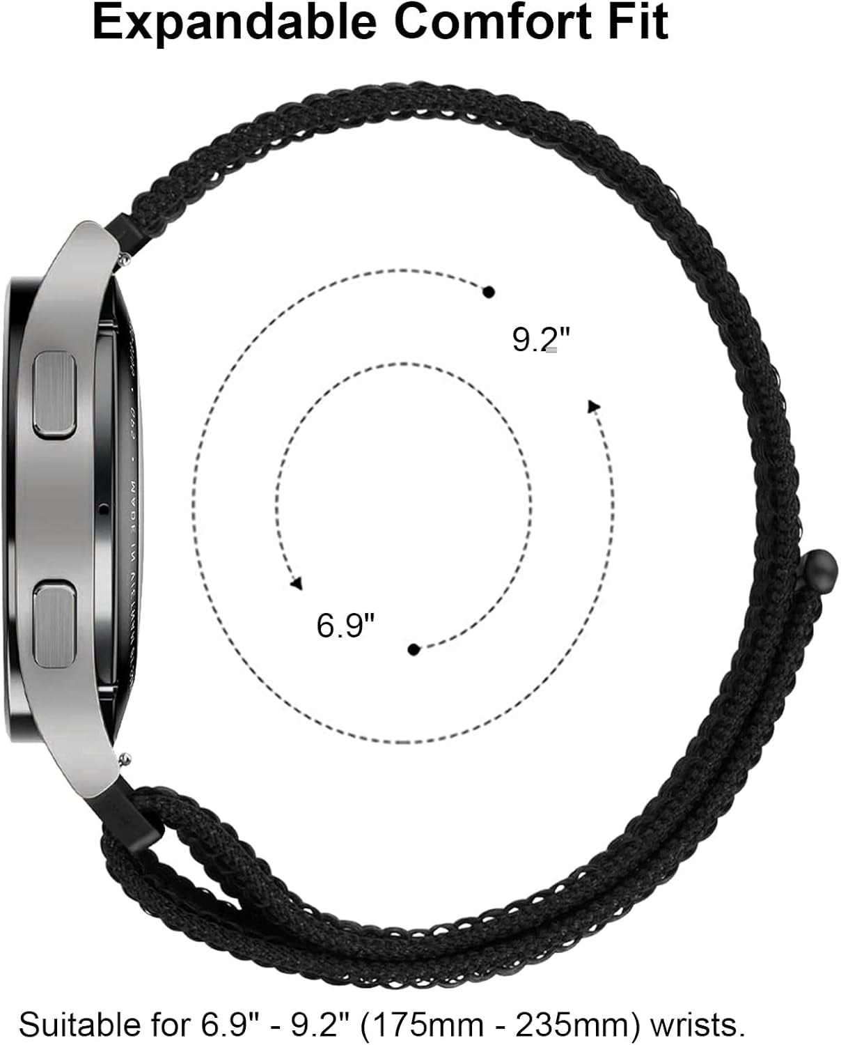 One Click No Gap Nylon Band Compatible with Samsung Galaxy Watch 7 FE 6 5 4 40Mm 44Mm/Galaxy Watch 6 Classic Band 47Mm 43Mm/Watch 5 Pro 45Mm/4 Classic 42Mm 46Mm, Breathable Sport Loop Strap Women Men