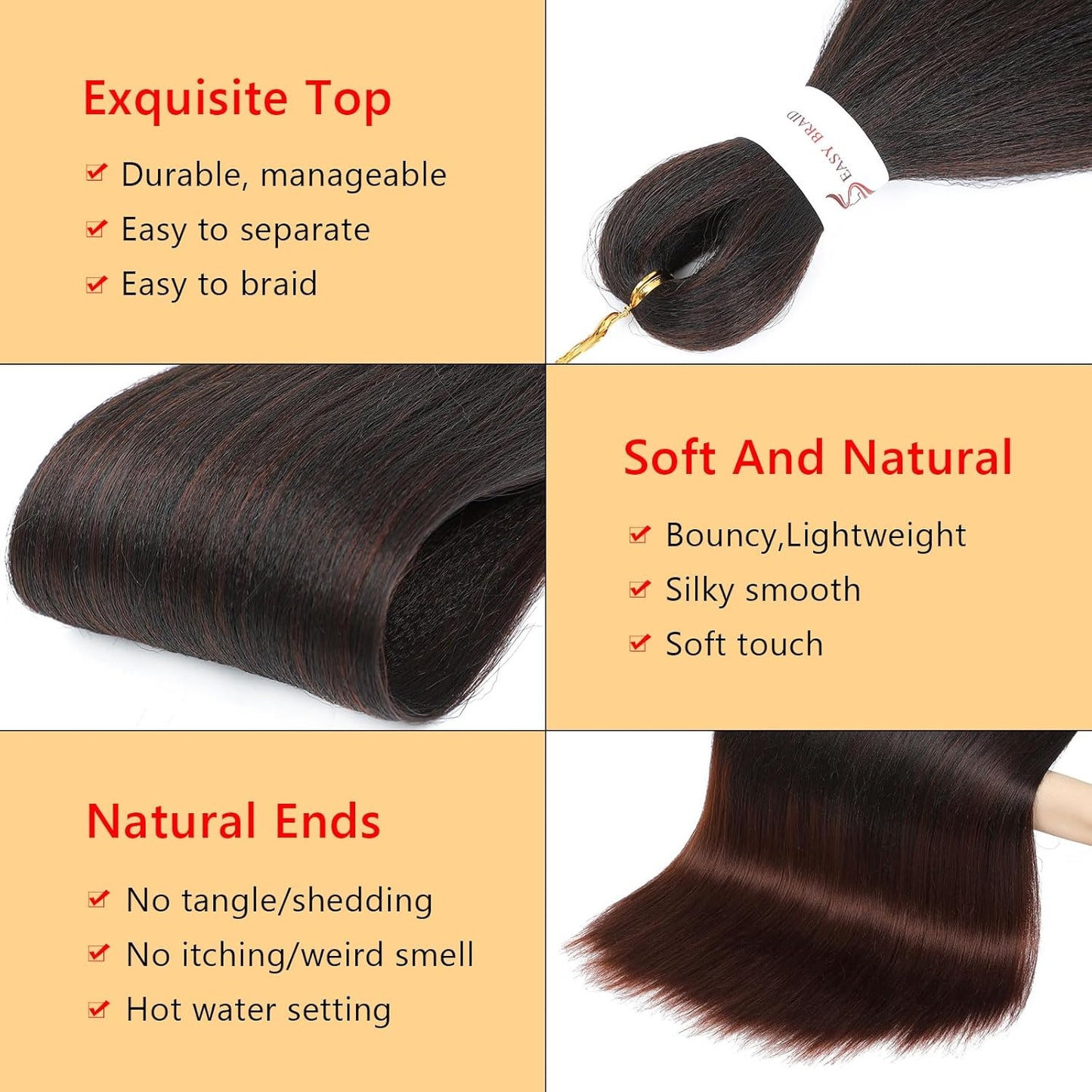 Braiding Hair Pre Stretched - 20 Inch Pre Stretched Braiding Hair 1B/33 Braiding Hair 8 Packs Ombre Braiding Hair Pre Stretched for Black Women (20 Inch(8Packs), 1B/33)