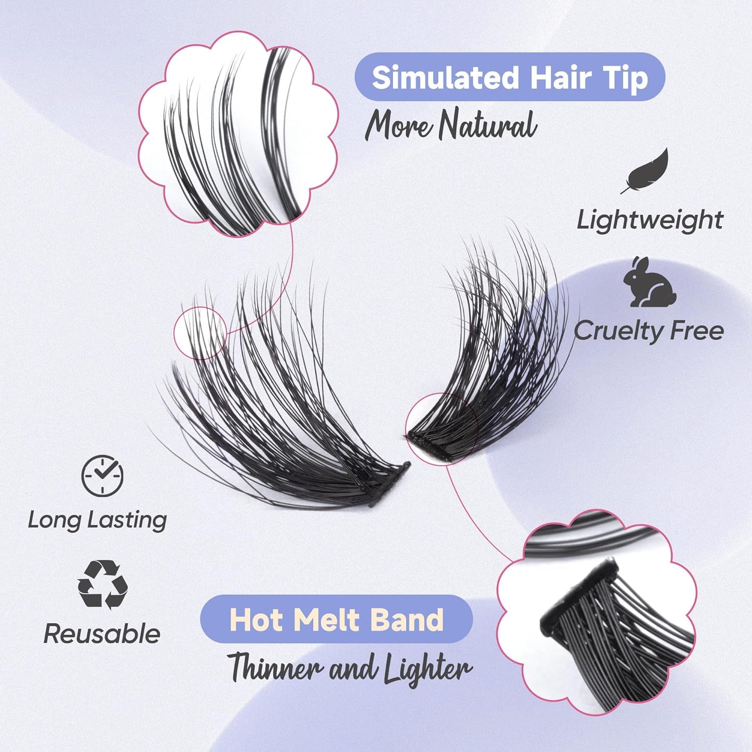 Fluffy Lash Clusters 60D+80D Thick Eyelash Clusters D Curl Wispy Individual Lashes 10-18Mm Cluster Eyelash Extensions 280Pcs False Eyelashes DIY Flat Lash Extension by