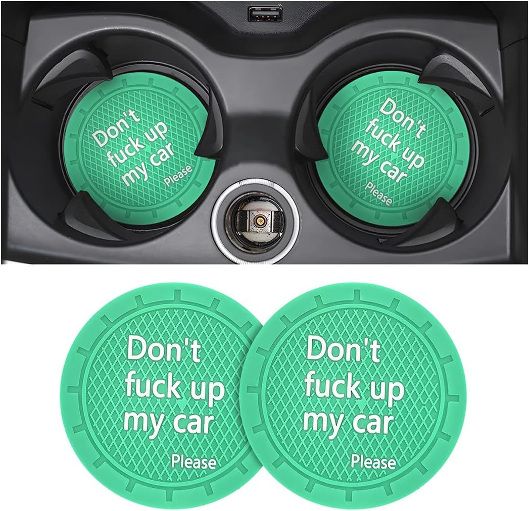 2 Pack Car Cup Holder Coasters, 2.75 Inch Non-Slip PVC Insert Cup Coaster, Anti-Scratch Auto Cup Mats for Women Men, Vehicle Interior Accessories Universal for Car, SUV, Truck (D Blue/2Pcs) TRUCK DRIVER