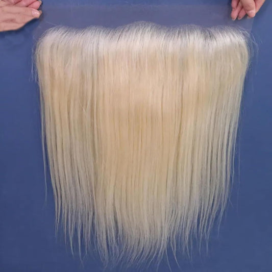 613 Blonde Frontal 13X4 HD Transparent Lace Frontal Closure with Baby Hair 100% Blonde Human Hair 613 Frontal Ear to Ear 613 Frontal Free Part Natural Hairline 150% Density 18 Inch