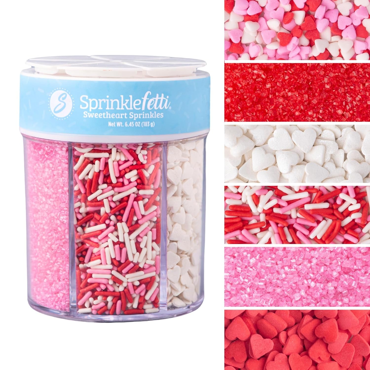 Heart Sprinkles, Valentines Day, Edible Sprinkle Mix, Heart Shapes, Jimmies, Perfect for Cake Decorations, Baking, Ice Cream, Cookies, Cupcake Topper (Sweetheart)