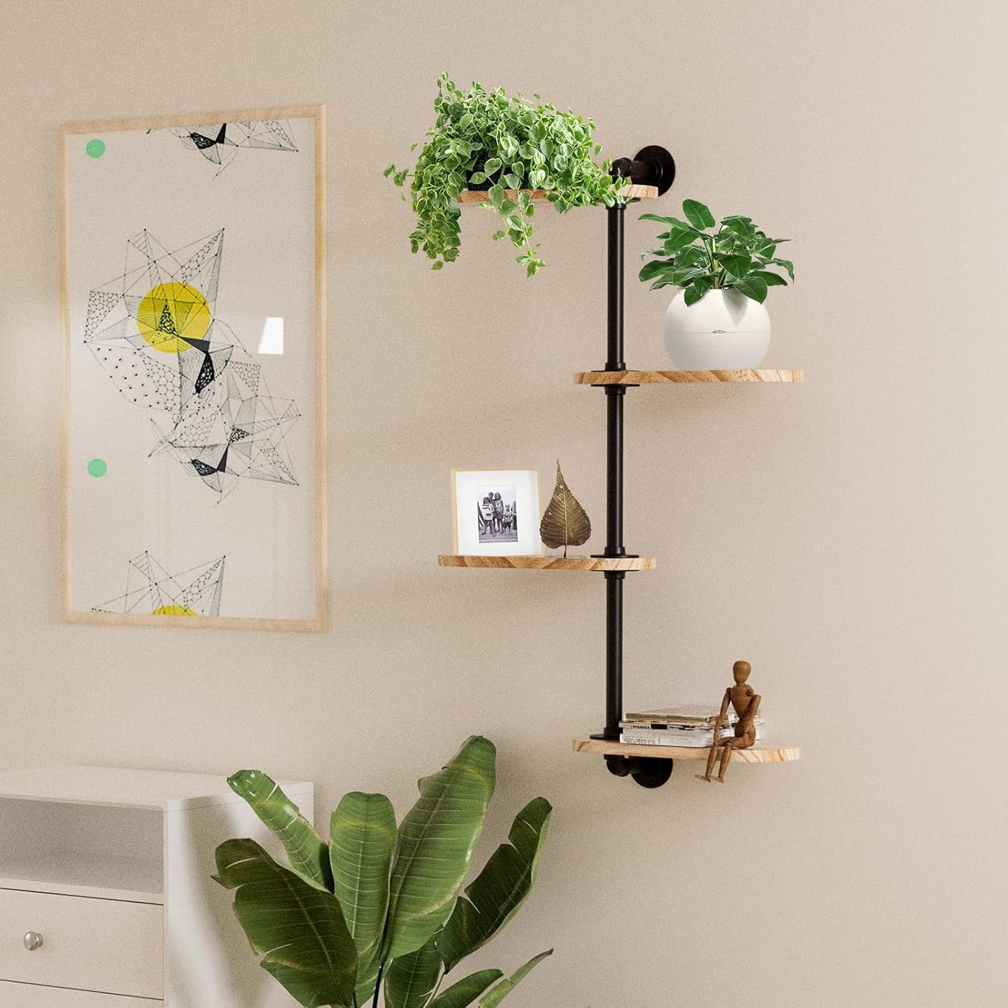 Rotating Window Plant Shelves 4 Tier Plant Display Holder Wall Mounted Plant Holder Window Sill Shelf for Plants Indoor Simple and Functional Swivel Plant Shelf to Decorate Your Space