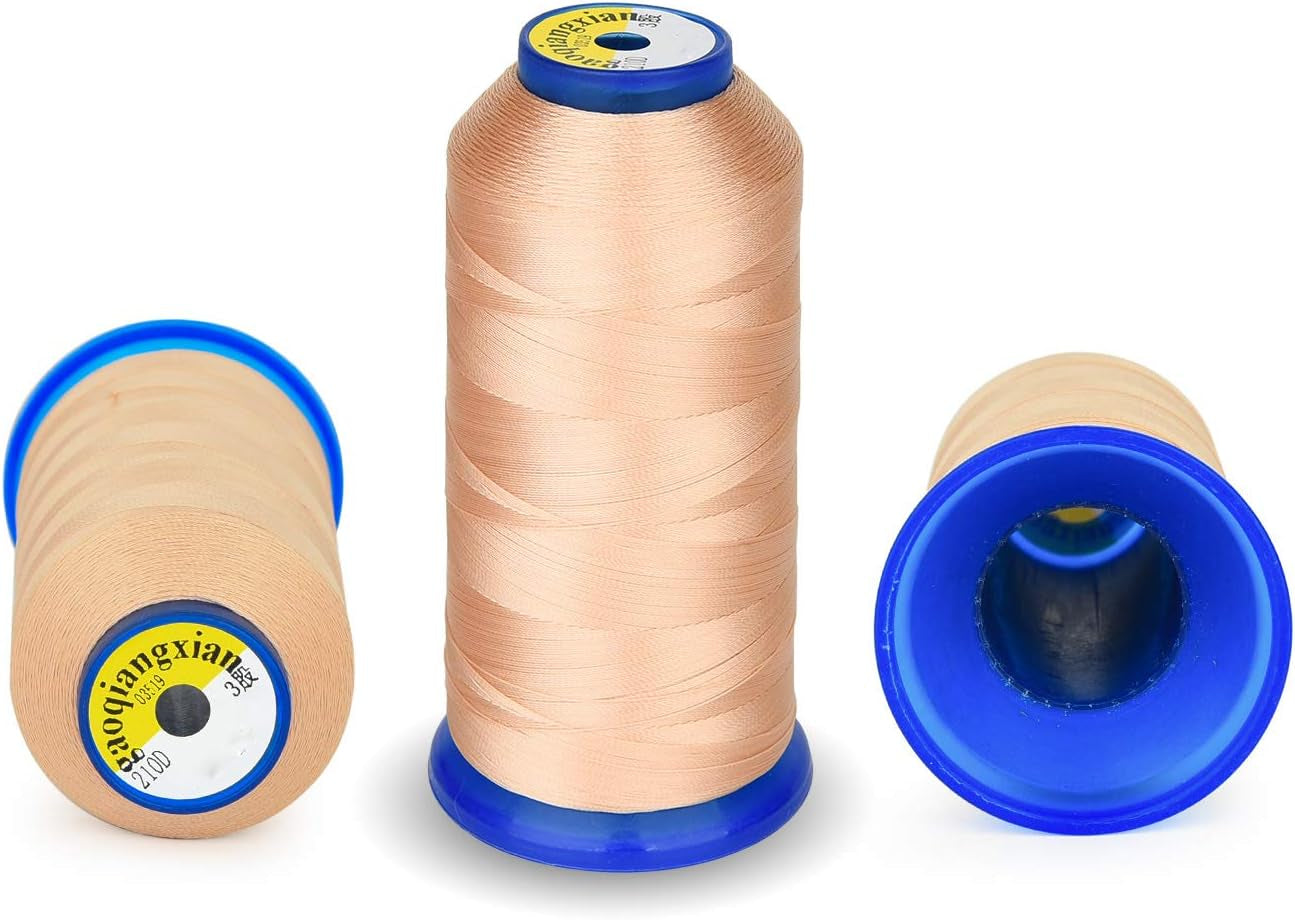 Heavy Duty Thread 1800 Yards Size T70#69 210D/3 All Purpose High Strength Polyester Sewing Thread for Weaves, Upholstery, Jeans and Weaving Hair, Drapery, Beading, Purses, Leather (Beige)