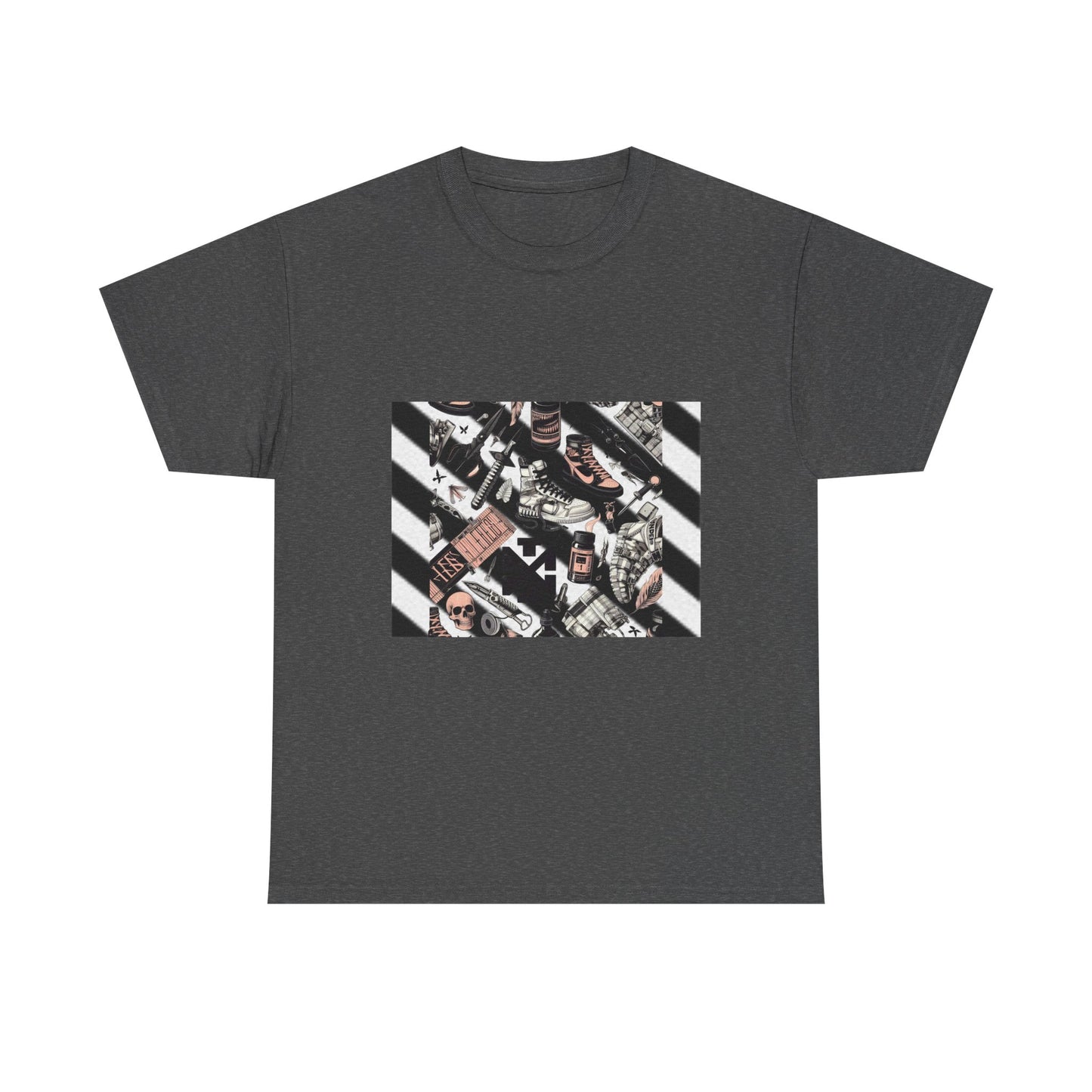 Graphic Unisex Heavy Cotton Tee - Urban Streetwear Vibe Off-White Inspired