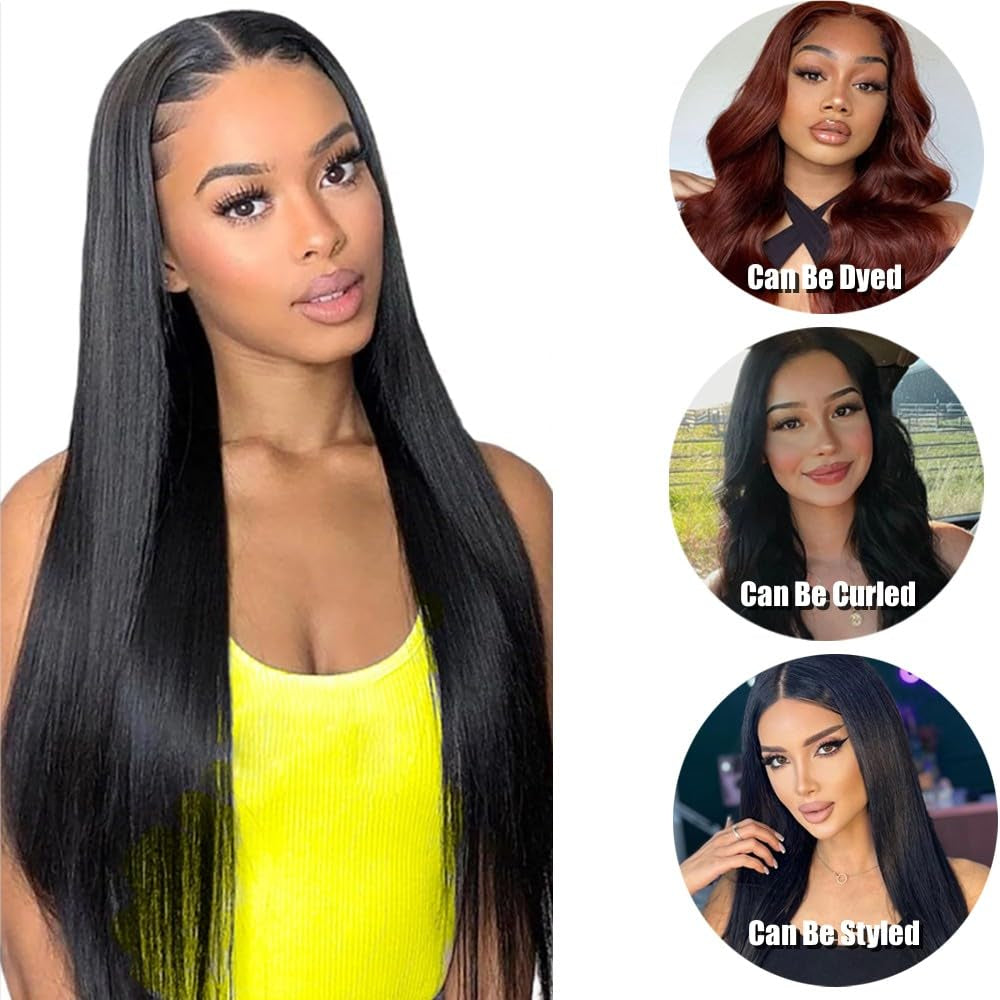 Straight Bundles Human Hair 18 20 22 Lnch Human Hair Bundle 12A 100% Unprocessed Brazilian Straight Wave Bundles Human Hair Natural Black Color 3 Bundles Human Hair
