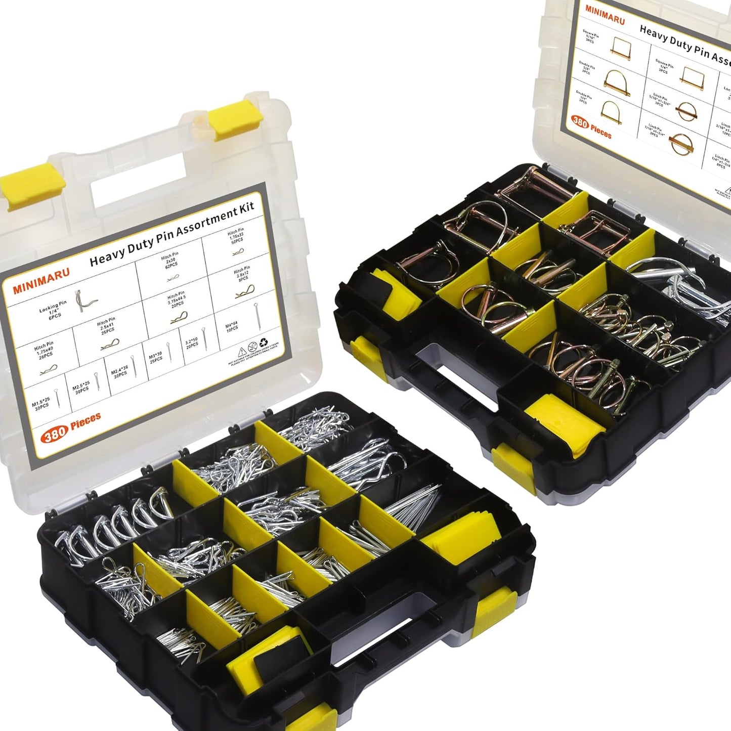380 PCS Heavy Duty Pin Assortment Kit, Hitch Pins R Clip Pins Hair Pins Lynch Pins PTO Pins for Trucks Trailers Tractors Mowers Accessories, Farm, Lawn, Hitches and Garden TRUCK DRIVER