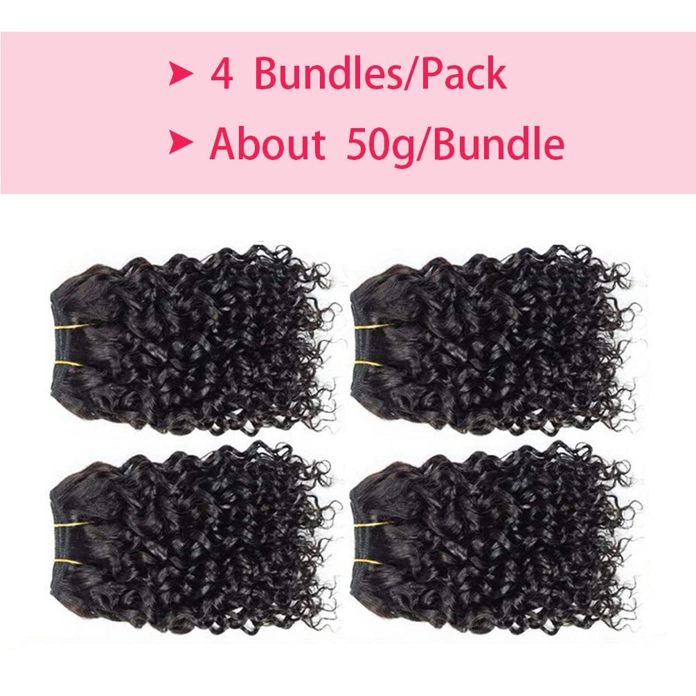 Human Hair Bundles Kinky Curly Bundles Human Hair Curly Wave Hair 4 Bundles Human Hair 50 Gram/Bundle 8A Unprocessed Kinky Curly Wave Bundles (8 8 8 8 1B) …