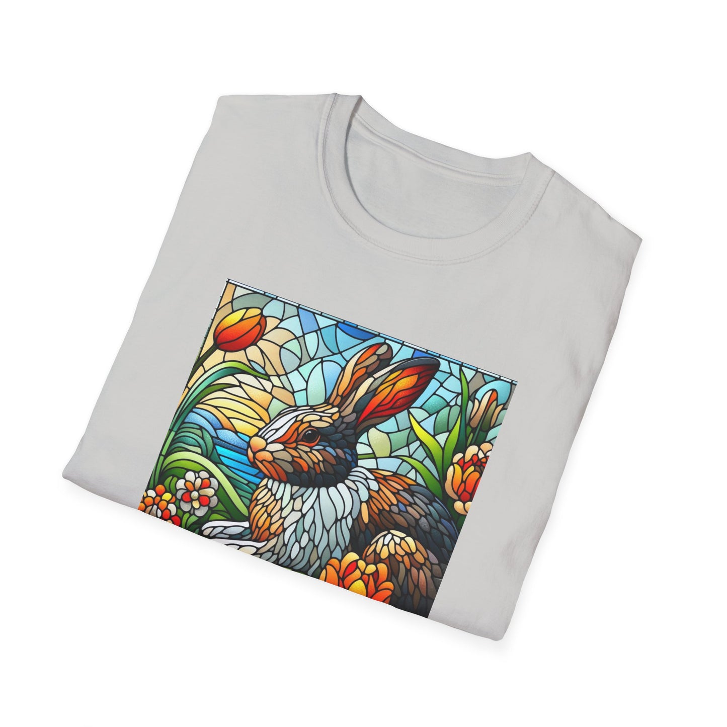 Dutch Rabbit Animal Stained Glass DesignUnisex Softstyle T-Shirt