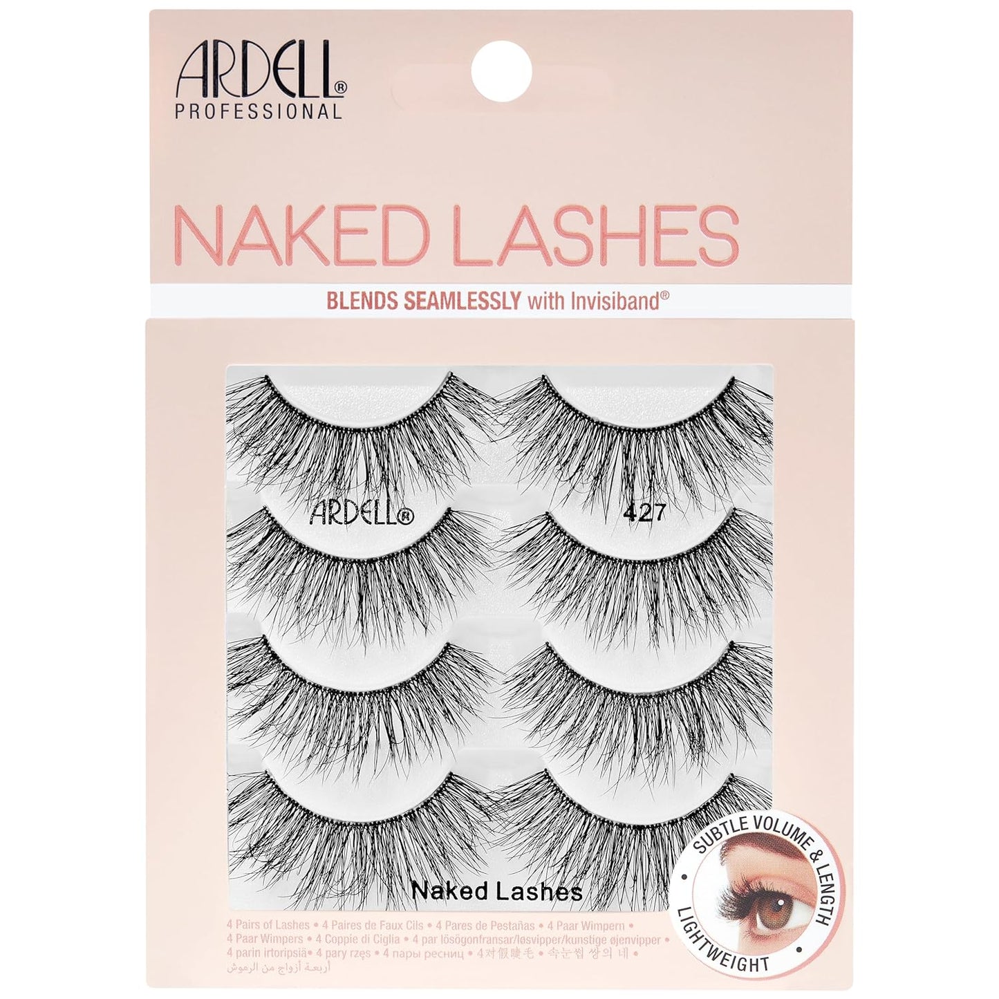 Naked Lashes 420 Multipack, Lightweight Natural Look, Invisiband for Comfort, Perfect for Everyday Wear, 4-Pairs, 1-Pack