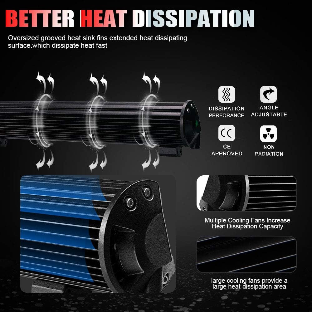 12 Inch LED Light Bar Spot Flood Combo Beam 180W Double Row Light Bar off Road Driving Led Work Lights for UTV ATV Truck Boat Waterproof