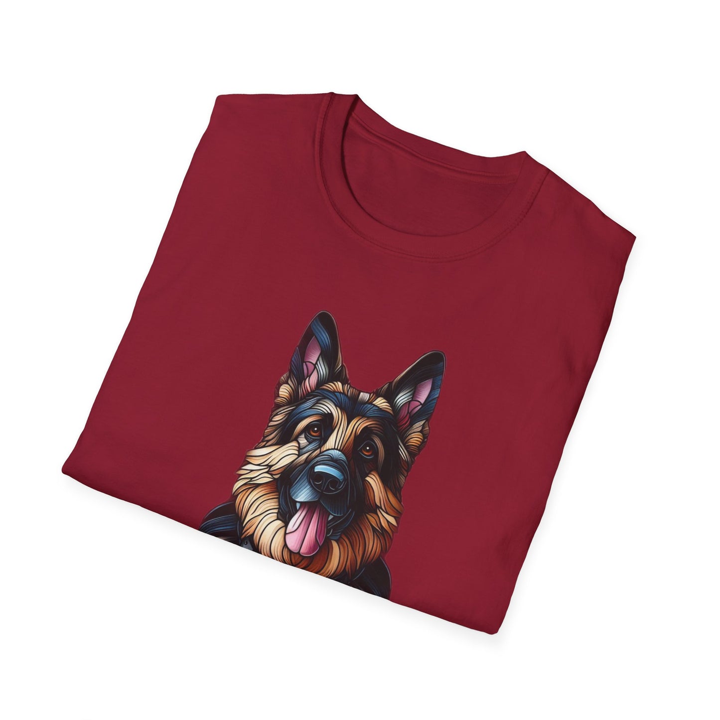 German Shepherd Stained Glass Unisex Softstyle T-Shirt