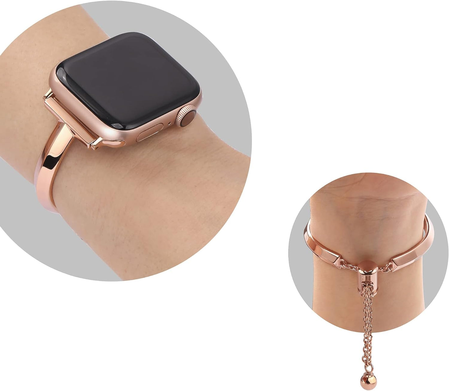 Stainless Steel Band Compatible with Apple Watch Band 38Mm 40Mm 41Mm 42Mm 44Mm 45Mm Iwatch SE Series 9 8 7 6 5 4 3 2 1, Slim Versatile Bangle Bracelet for Women