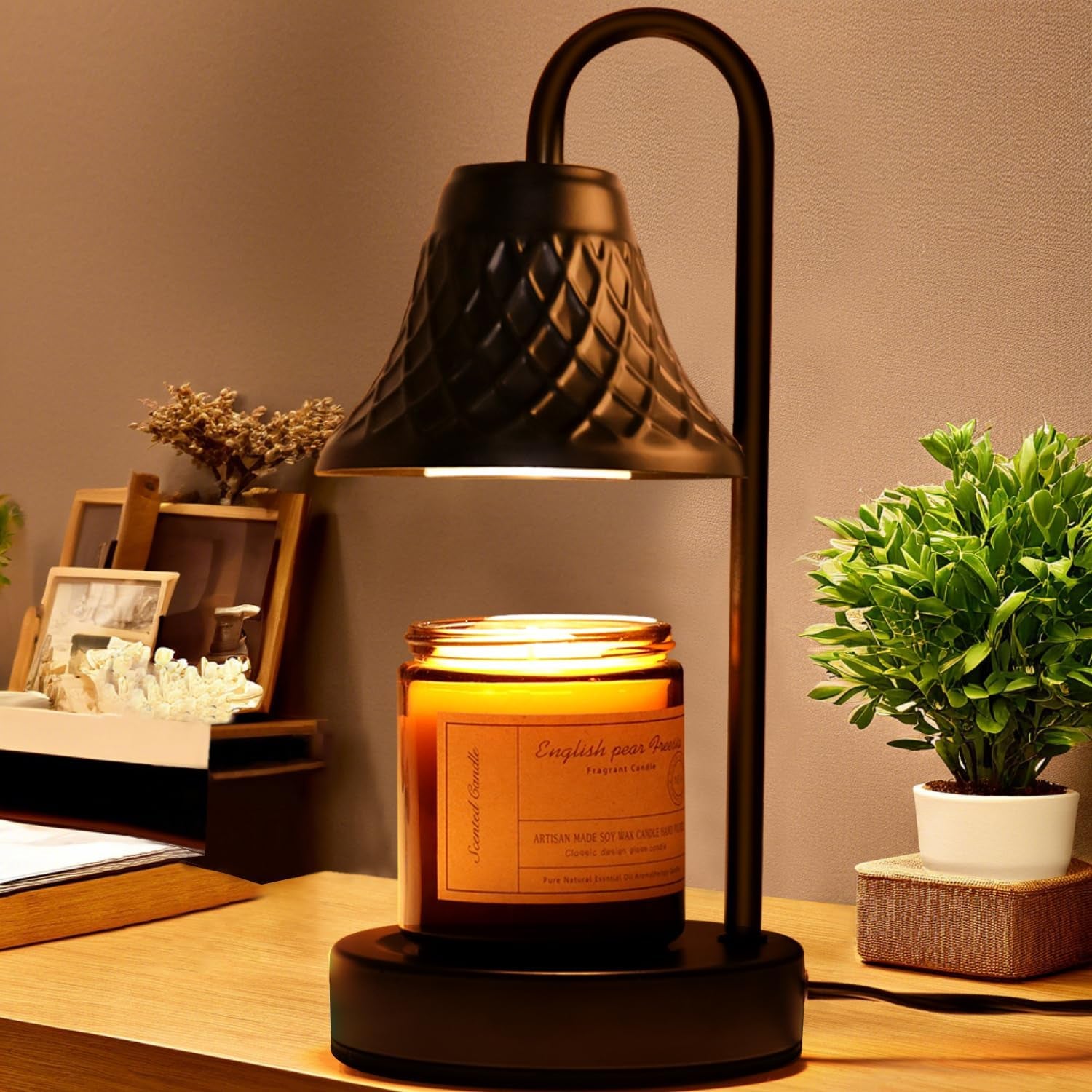 Electric Candle Warmer Lamp with Timer, Wax Warmer for Scented Wax Embellish Life, Relieve Stress, Fall Asleep Easily Fits All Candle Jar - Black Candle Lamp for Home Decor Gifts