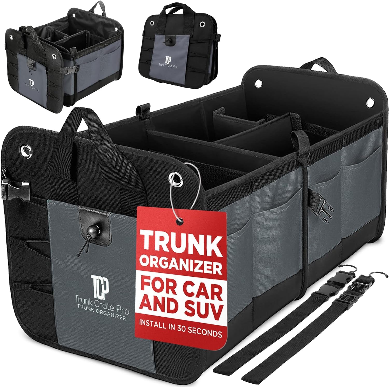 Truck Bed Organizer | Trunk Organizer for SUV, Truck, Car | Extra Large Premium Expandable Compartments Lightweight Foldable Cargo Organizer, | Suv and Truck Organizer for Heavy Loads