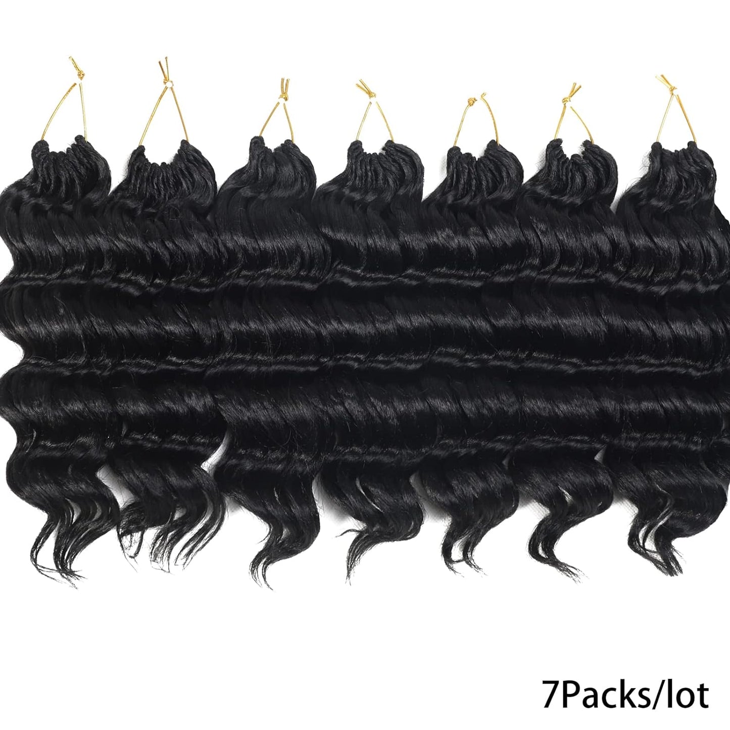 Ocean Wave Crochet Hair Pre Looped 9 Inch Curly Crochet Hair Ocean Wave 7 Packs Deep Wave Short Wavy Ocean Wave Crochet Braids Hair Extensions for Women Water Wave