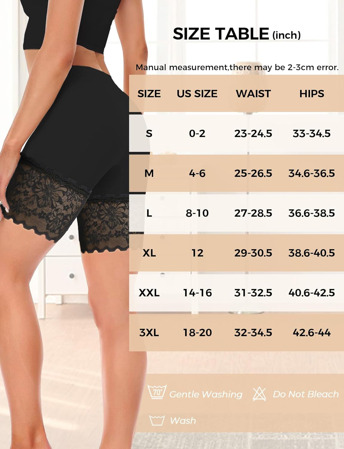 1-3 Pack Lace Slip Shorts for Women under Dresses, Seamless anti Chafing Shorts Summer