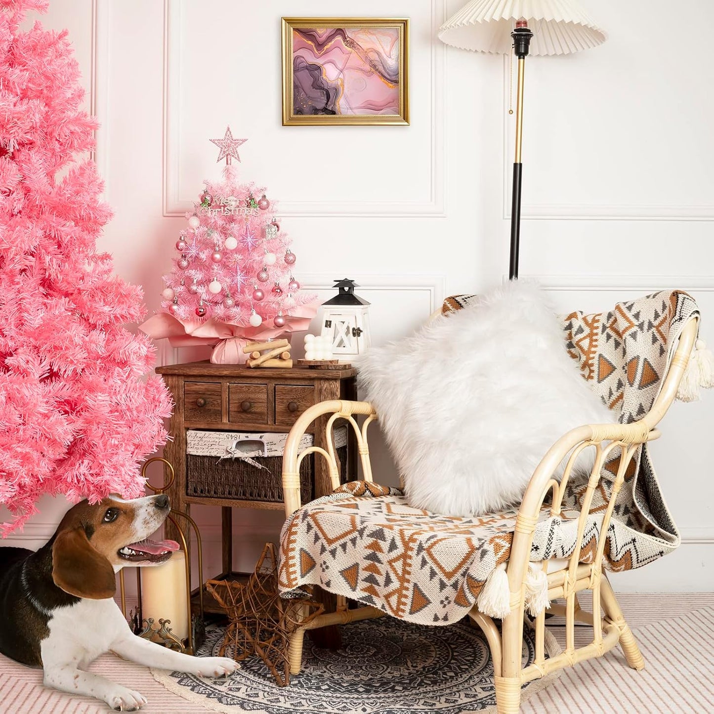 Mini Christmas Tree Christmas Pink Tree Artificial Christmas Tree Small Christmas Tree Holiday Tabletop Christmas Tree Holiday Decoration for Home, Office, Party