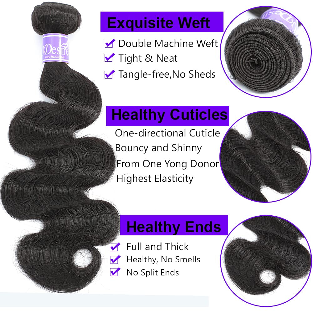 12A Brazilian Body Wave One Bundle 18Inch 100% Unprocessed Brazilian Virgin Body Wave Human Hair for Black Women Natural Black Brazilian Body Wave Human Hair Weft