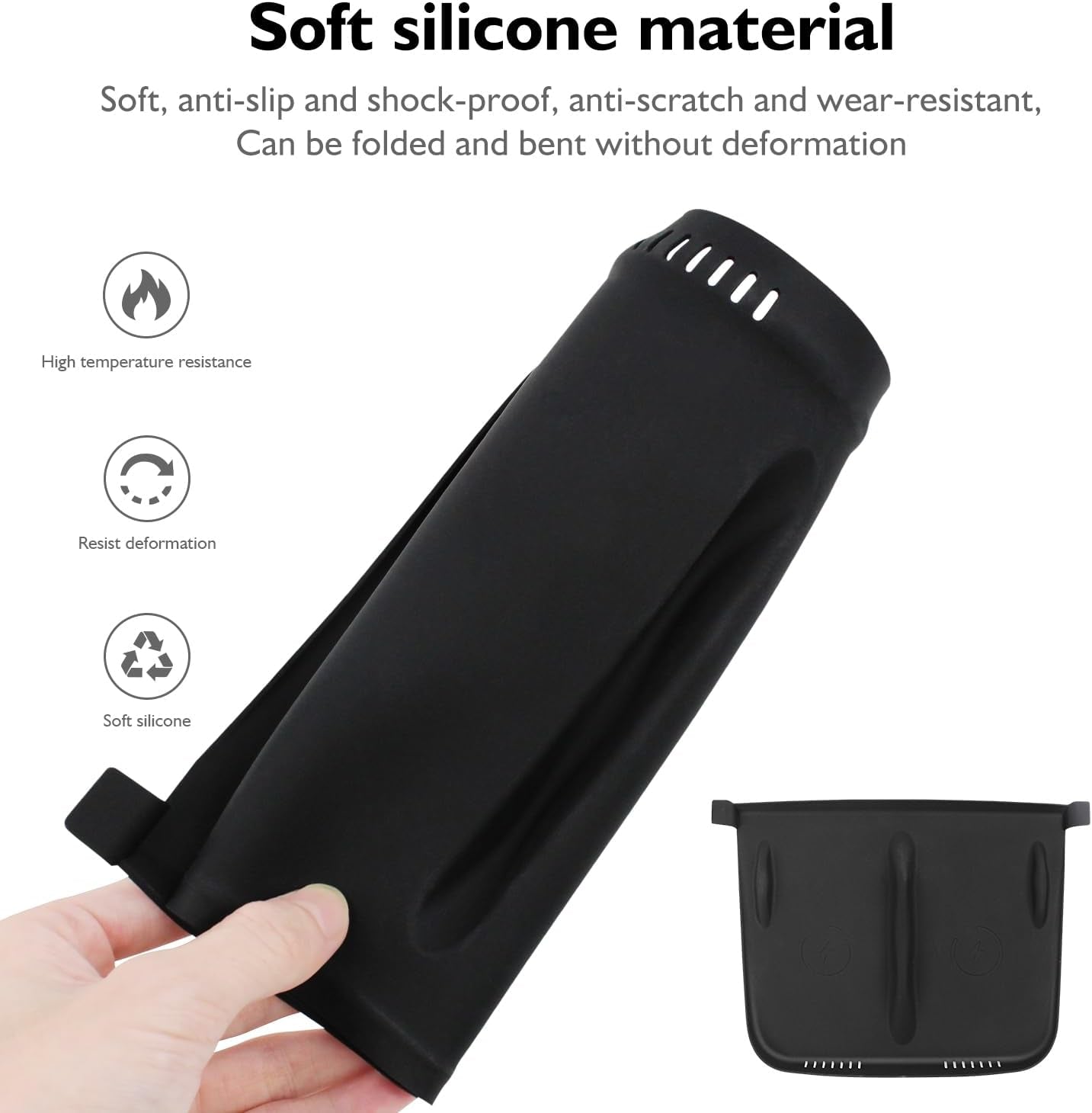 Center Console Wireless Charger Mat,Screen and Rearview Mirror Protector Frame,Anti-Slip Silicone Protector for Tesla 2021-2023 Model 3 and 2021-2024 Model Y Accessories(3 PCS Black)