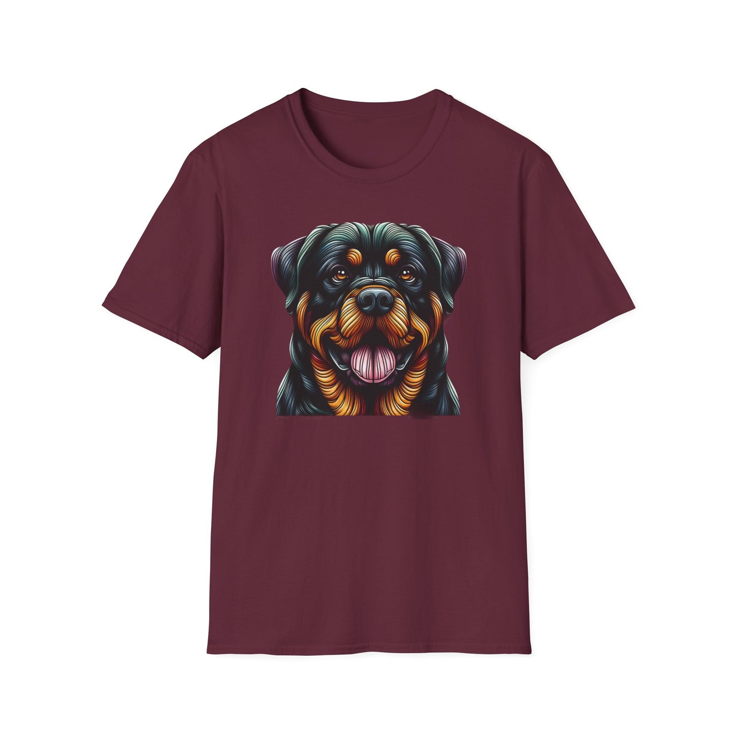 Rottweiler Animal Stained Glass Design Unisex Softstyle T-Shirt