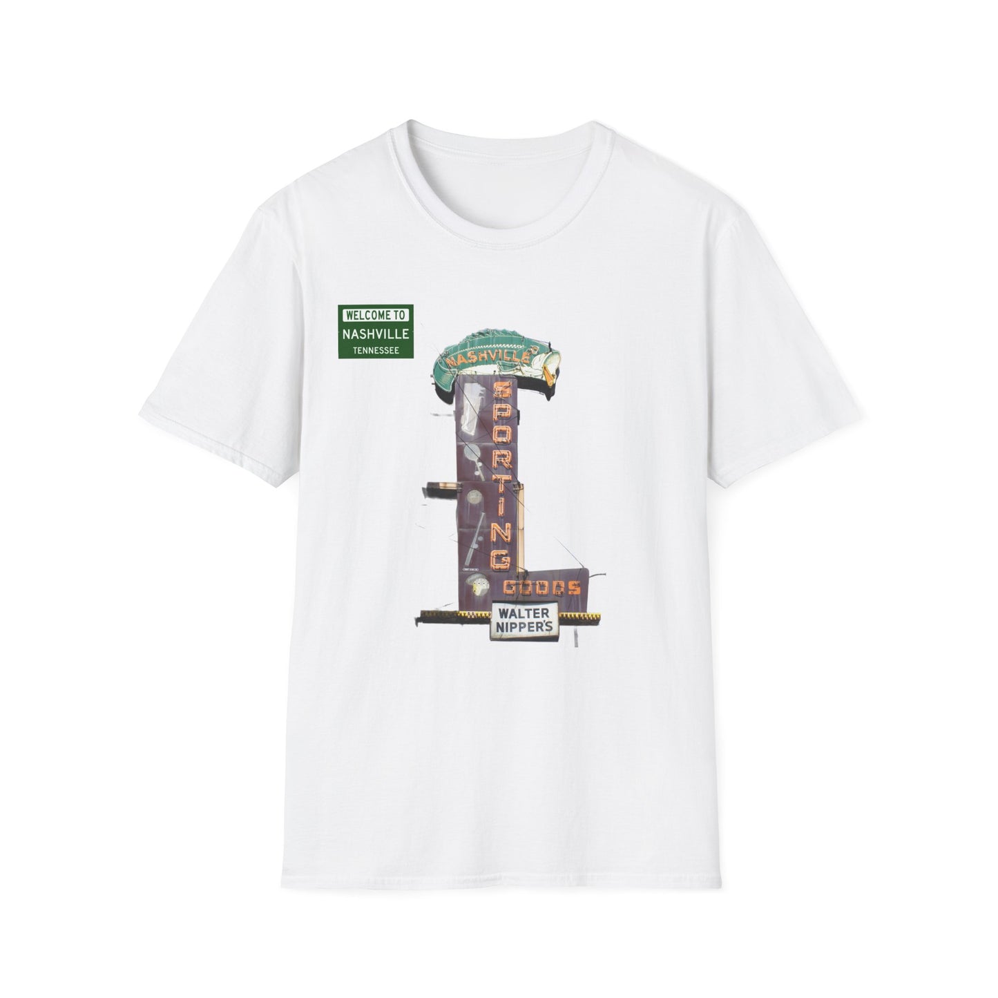 RETRO VINTAGE Nashville Sporting Goods [gone] Nashville, TN Unisex Softstyle T-Shirt