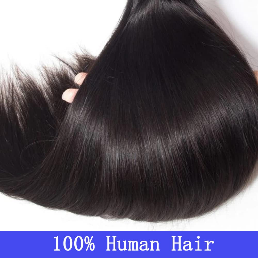 16/18/20Inch 3 Bundles Human Hair, 100% Human Hair Bundles, Straight Brazilian Human Hair Bundles, 100% Unprocessed Virgin Brazilian Human Hair Bundles, Natural Black Color Bundles Human Hair