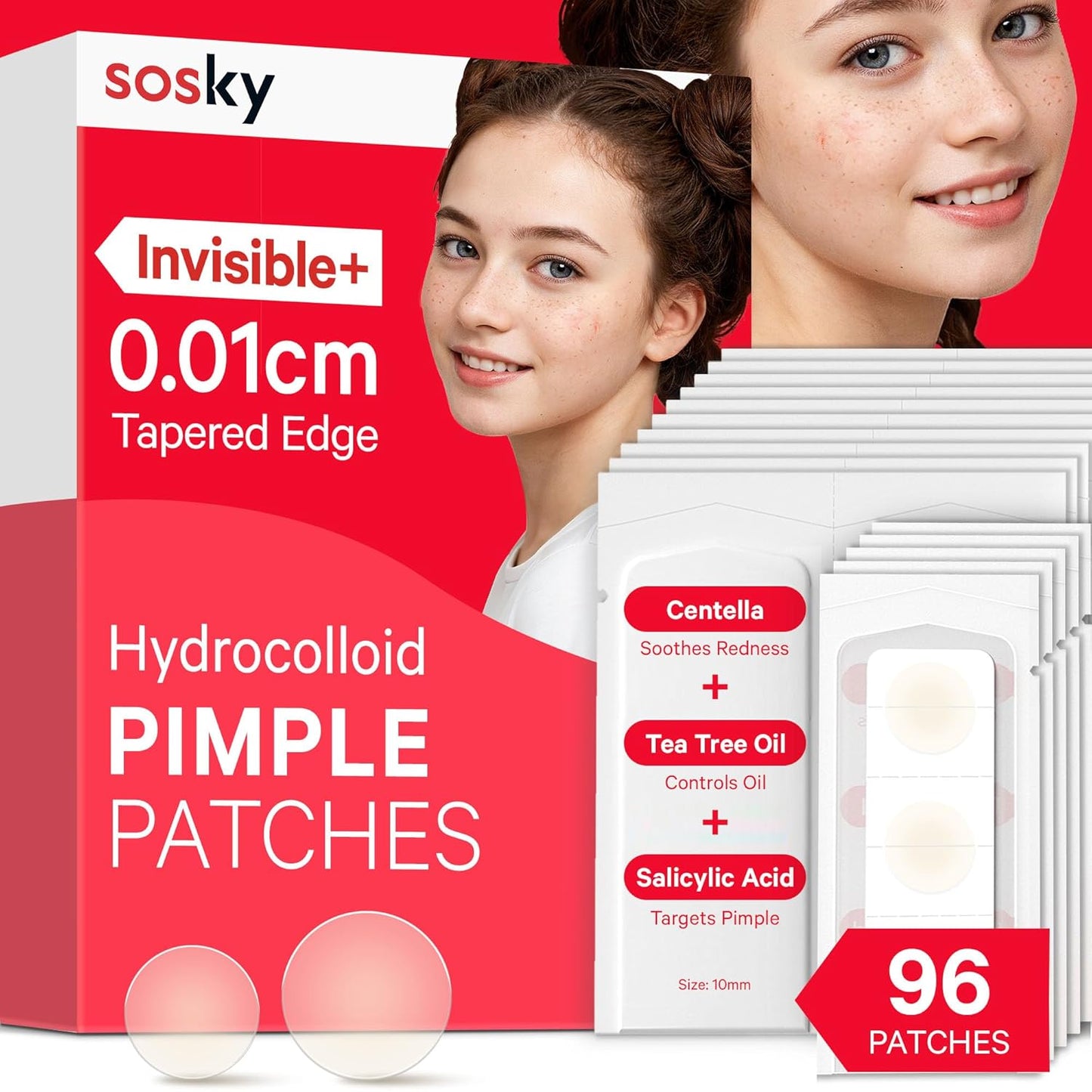 Pimple Patches for Face, FSA HSA Eligible Invisible Hydrocolloid Acne Patches, Zit Sticker for Face and Skin, Pimple Sticker for Covering Zits, Blemishes with Salicylic Acid 48 Count