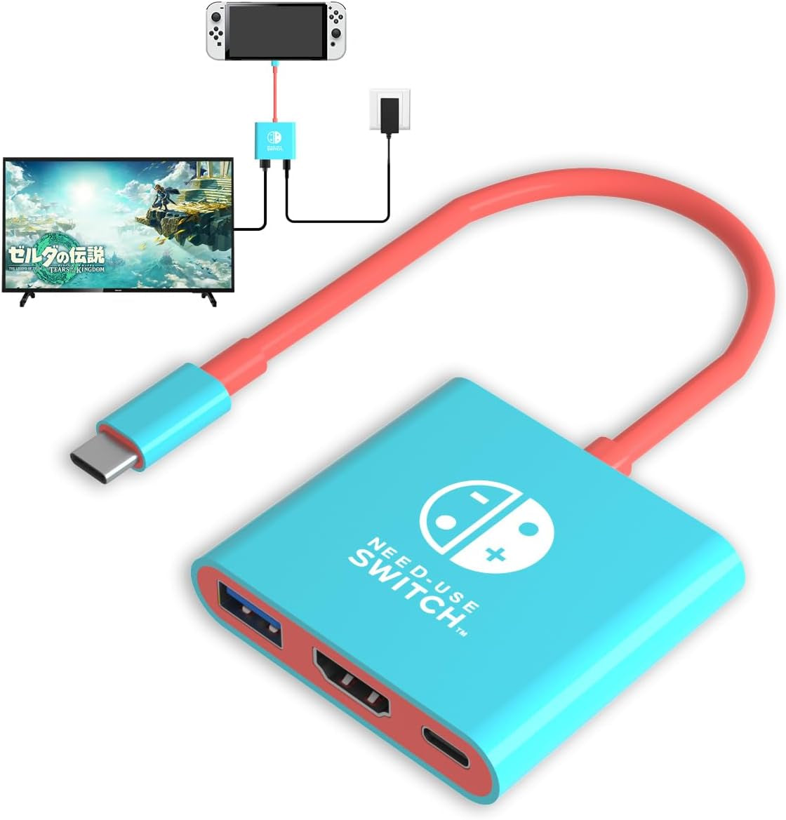 Switch Dock for Nintendo Switch Docking Station, Portable Switch TV Dock Adapter Compatible Nintendo Switch/Oled/Steam Deck Support Switch TV Mode with HDMI2.0, Replacement Travel Dock for Switch