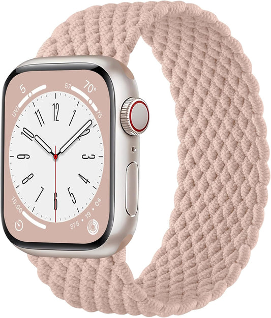 Nylon Stretchy Solo Loop, Compatible with Apple Watch 38/40/41/42/44/45/49Mm, Braided Sport Wristband Straps for Iwatch Series 9/8/7/6/5/4/3/2/1/SE, Pink