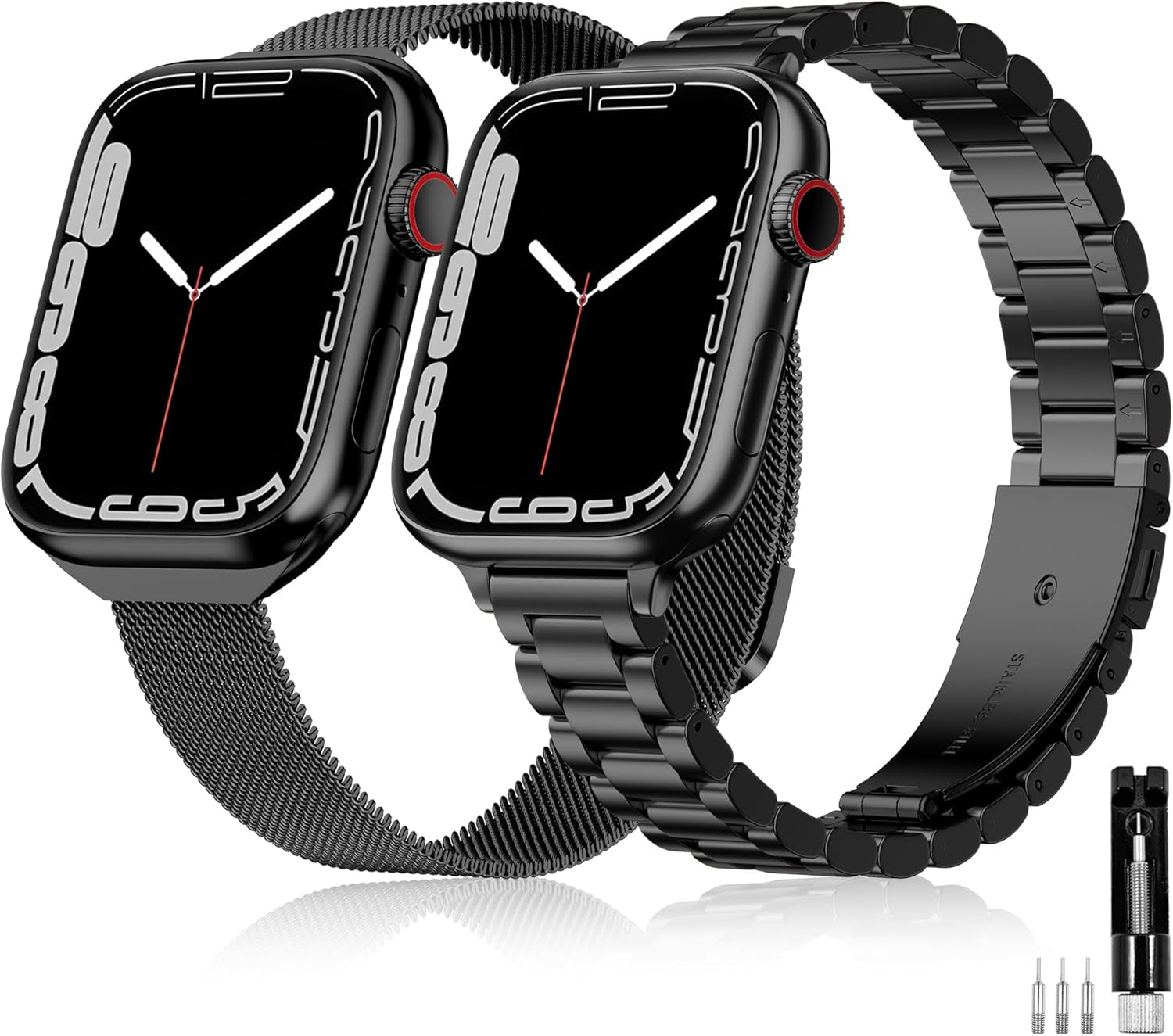 2 Pack Slim Stainless Steel Band & Milanese Mesh Strap Compatible with Apple Watch Band 38Mm 40Mm 41Mm 42Mm(S10), Thin Metal Replacement Bands for Iwatch Series SE 10 9 8 7 6 5 4 3 2 1
