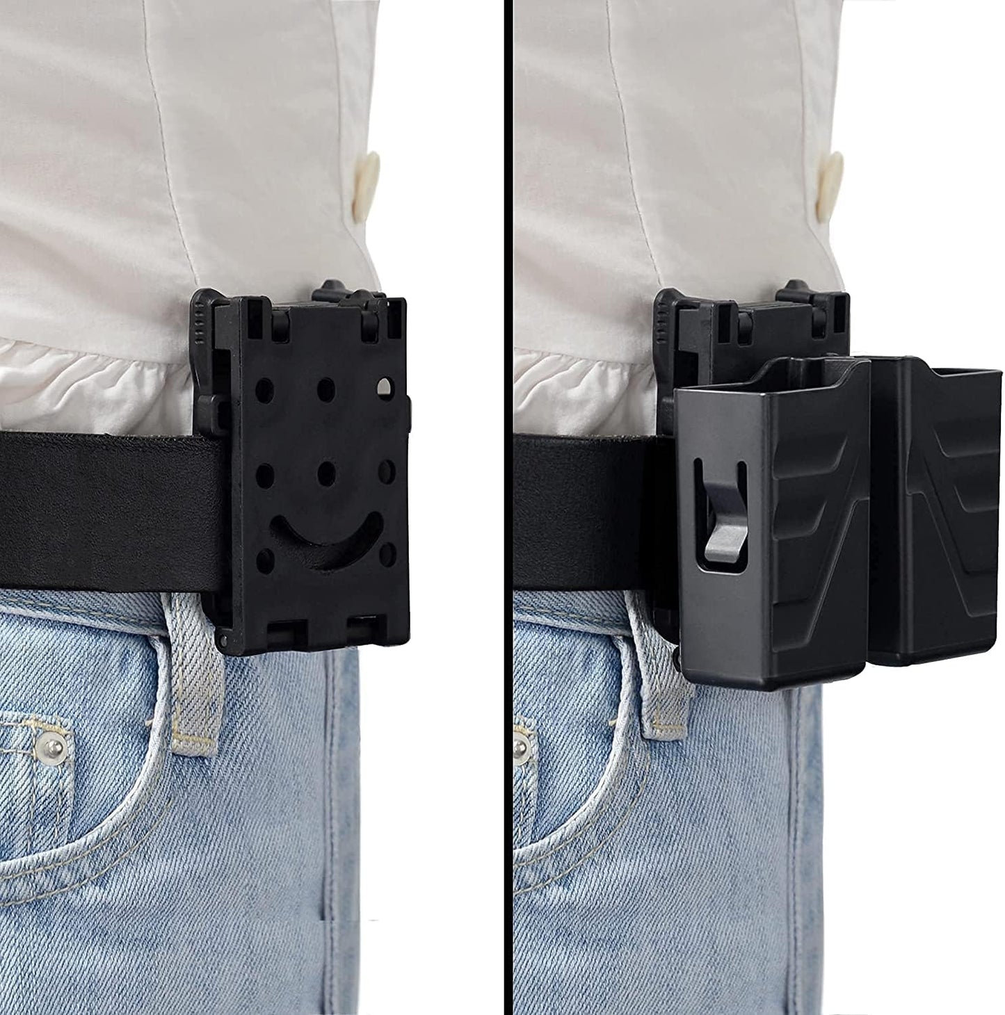 Double Magazine Holster, Universal Magazine Holder Fits 9Mm/.40 Dual Stack Mag, Magazine Pouch with Belt Clip for Glock/S&W/Ruger/Sig Sauer/Taurus/Cz/Walther Upgraded Solid Polymer Material