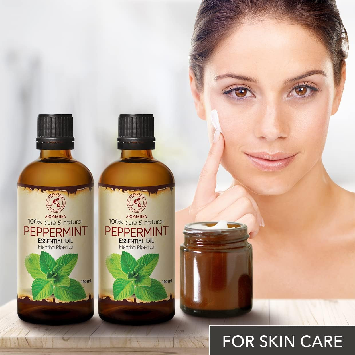 Peppermint Essential Oils 6.8 Fl Oz - 2X100Ml - Mentha Piperita - India - 100% Pure & Natural Oil - Best for Aromatherapy - Home Fragrances - Diffuser - Aroma Lamps - Skin Care TLBH