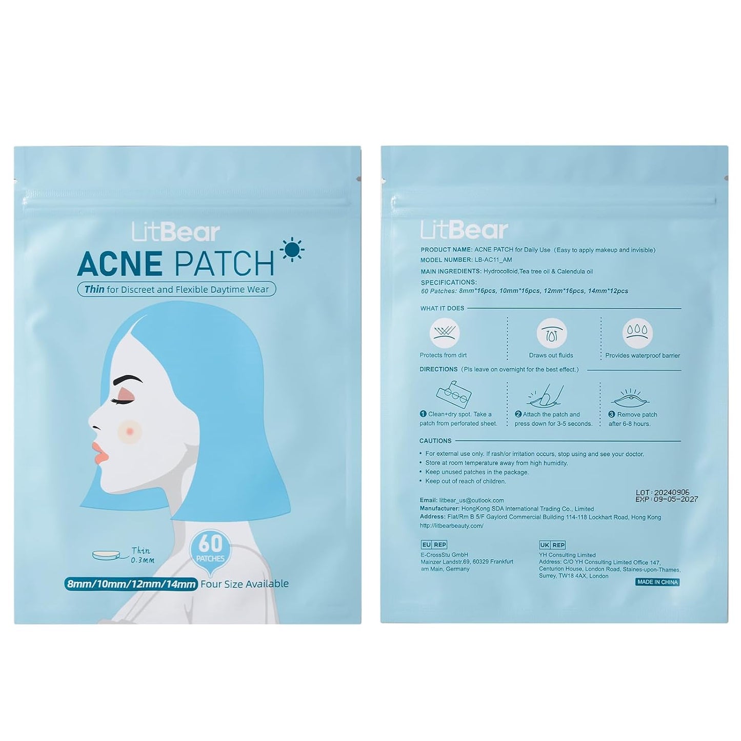 Acne Pimple Patches- Day and Night 4 Sizes 180 Dots Thin & Thick Hydrocolloid Patches with Witch Hazel, Tea Tree & Calendula Oil, Extra Adhesion for Face Zit Patch Dots