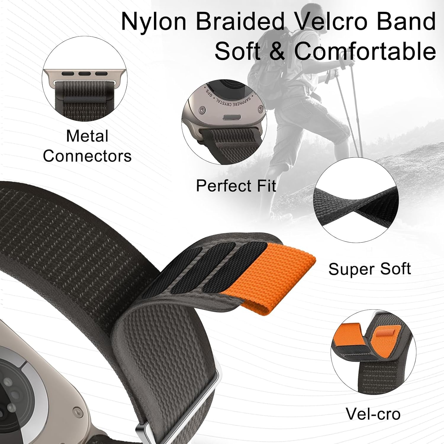 Trail Loop Nylon Band - Compatible with Apple Watch Ultra 2/Ultra Band 49Mm 45Mm 44Mm 42Mm for Men Women, Soft Braided Elastic Weave Sport Strap for Iwatch Ultra 2, Iwatch Ultra Series SE 9/8/7/6/5/4