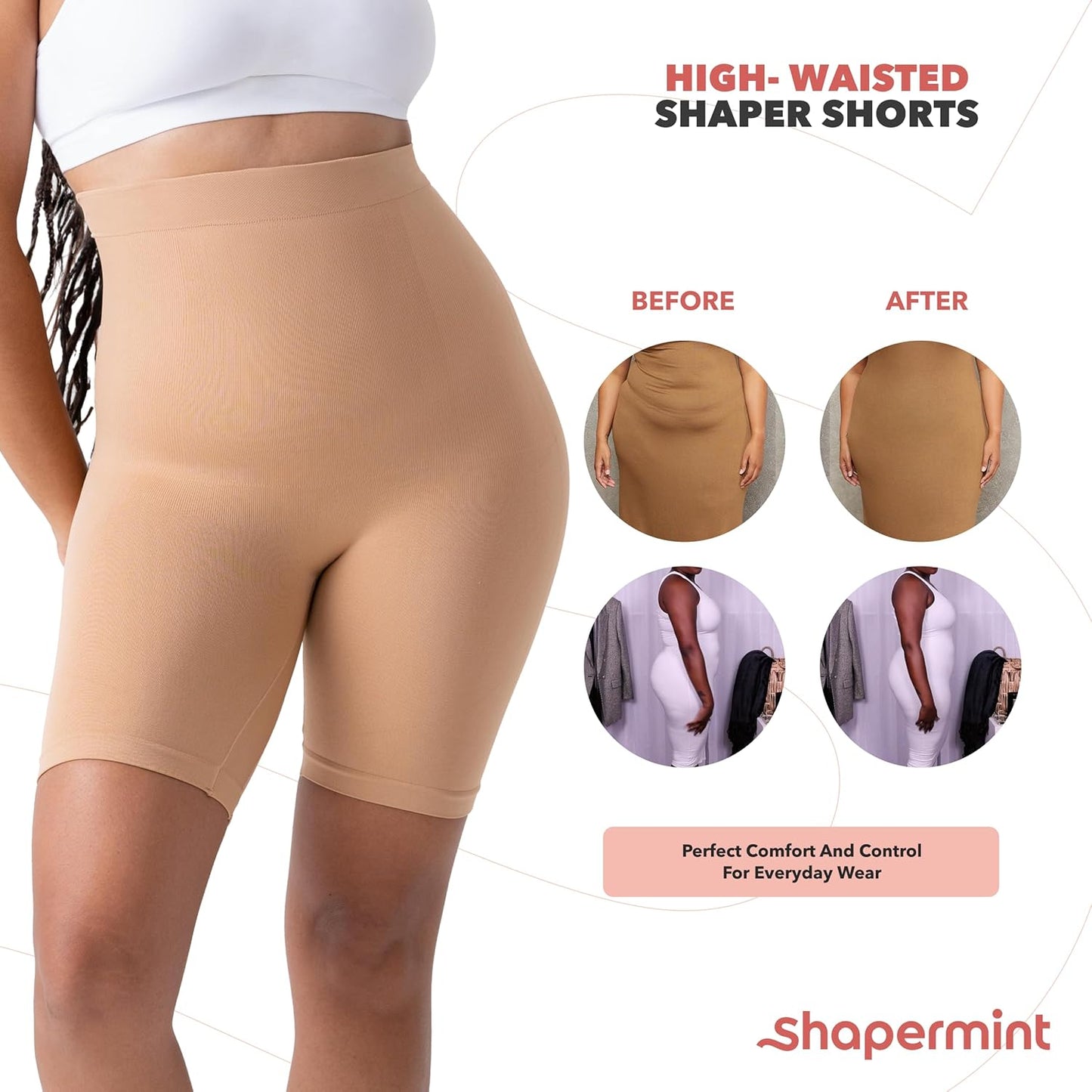 High Waisted Body Shaper Shorts Shapewear for Women Tummy Control Thigh Slimming Technology