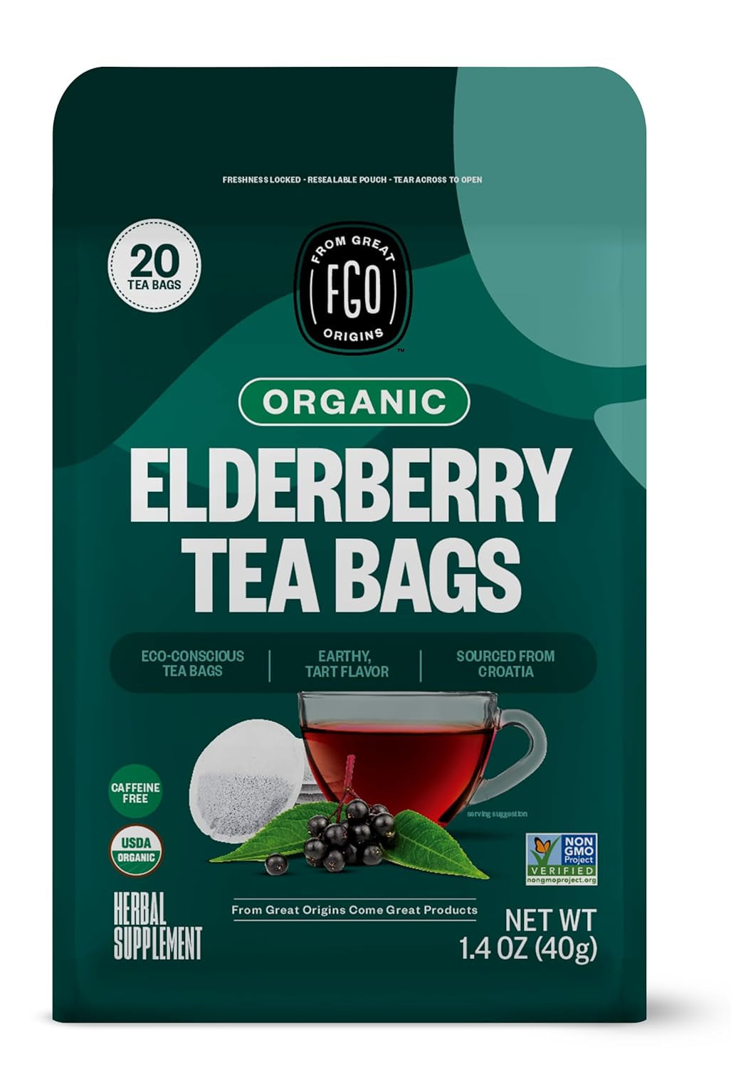 Organic Tulsi Holy Basil Tea, 100 Count, Eco-Conscious Herbal Tea Bags, Resealable Bag, Caffeine Free, Packaging May Vary (Pack of 1) TLBH