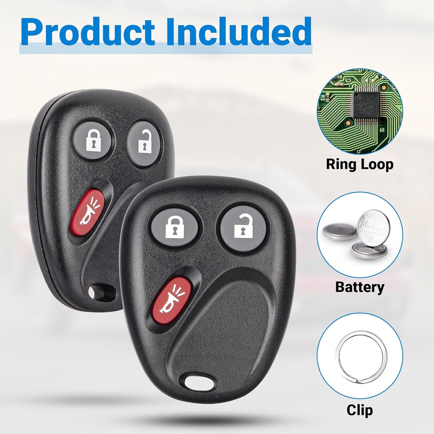 Keyless Entry Car Key Fob Replacement for 2003-2007 Chevy Chevrolet Silverado Tahoe Avalanche Equinox SSR Suburban/Gmc Sierra Yukon/Cadillac Escalade/Hummer H2 for LHJ011 (2 Pack)