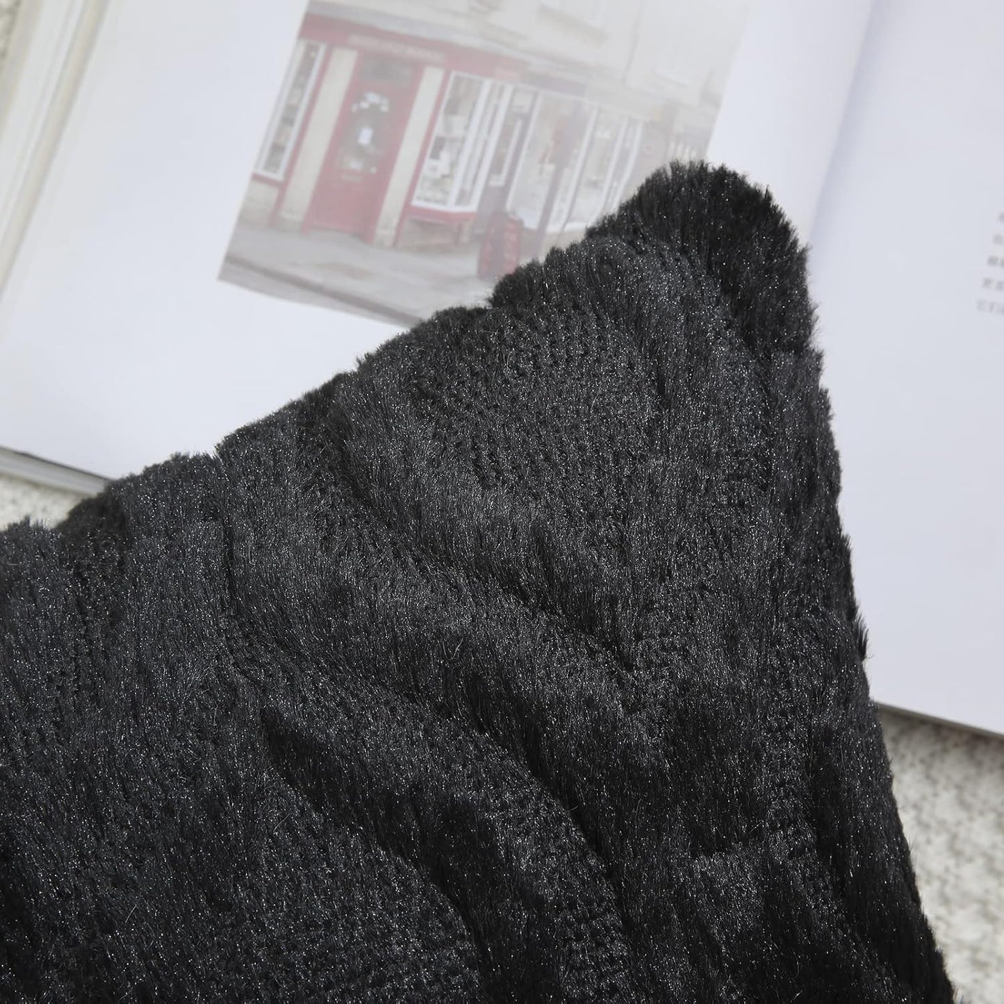 Decorative Throw Pillow Covers 18X18, Soft Plush Faux Wool Couch Pillow Covers for Home, Set of 2, Black