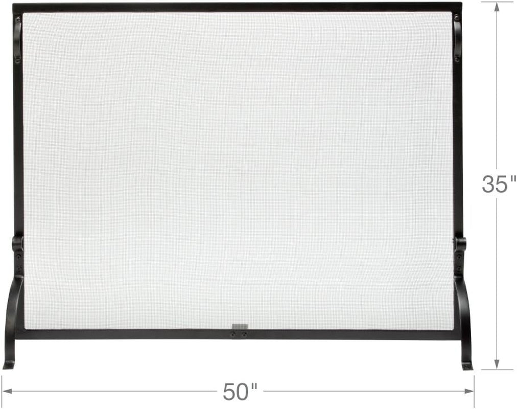 , S-1075, Large Wrought Iron Spark Guard Fireplace Screen (50" Wide X 35" Tall)
