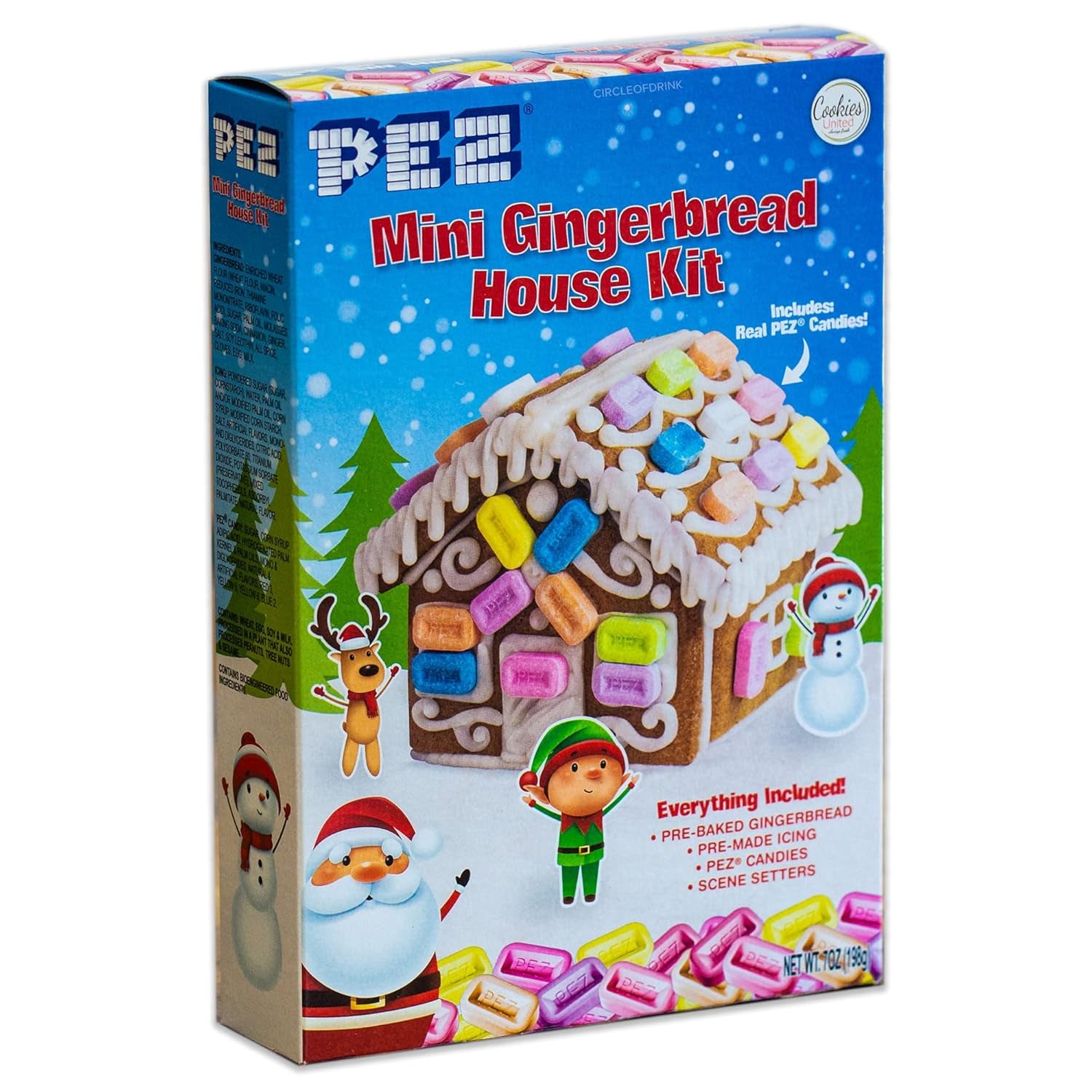 Pez Mini Christmas Gingerbread House Kit - Real Pez Candy, Icing, Pre-Baked Cookies Etc. - Everything Included - 7Oz, 198G - 1 PACK