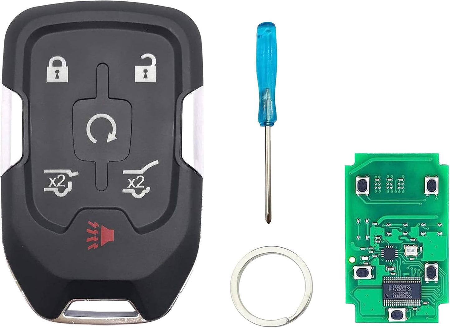 Smart Key Fob Cover Case Shell Fit for 2022 2021 2020 2019 Chevy Silverado and GMC Sierra 1500 2500HD 3500HD Keyless Entry Remote Key Fob (Without Chip, 5 Buttons)