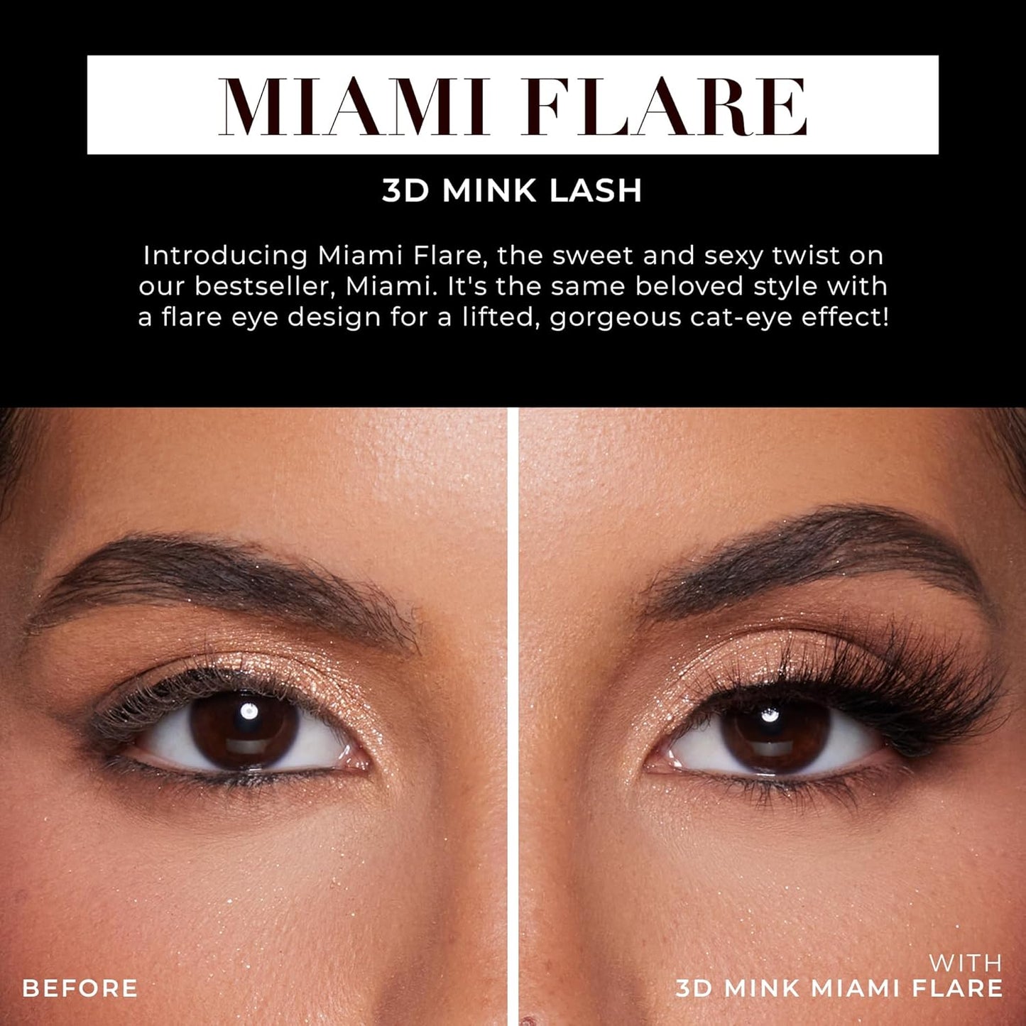 Miami Flare 3D Mink Lashes, Mink Eyelashes, the Original Lilly Lash for Wispy & Natural Look, Reusable Eyelashes up to 25X, Fluffy Lashes, Strip Lashes, Lash Glue Not Included