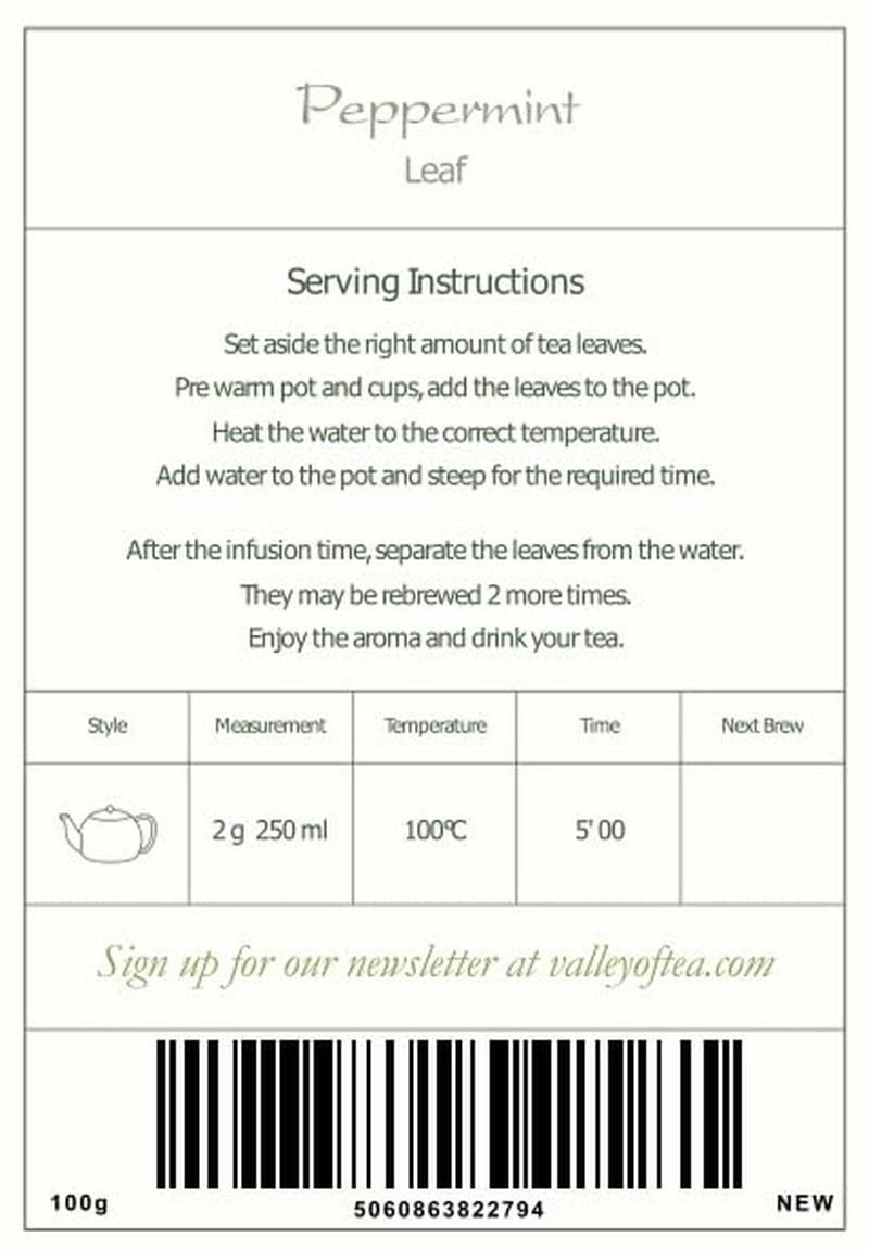 Peppermint Tea Loose Leaf Pure Organic Herbal - Dried Loose Leaf Pepper Mint - Mentha Piperita - Dried Peppermint Leaves Pepperment Leaves Peppermint Tea Leaves Pepperment Leaves Peppermint Herb TLBH