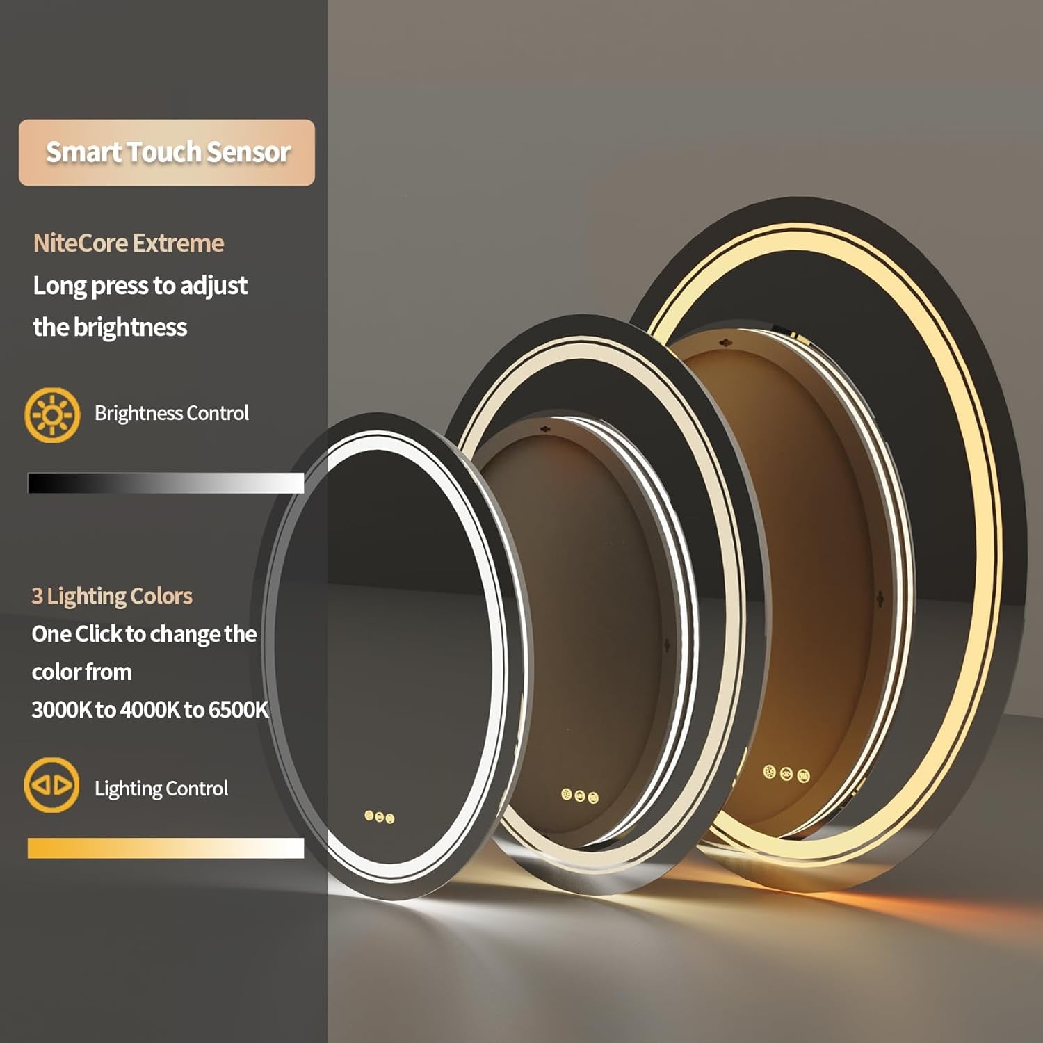 Lighted LED Bathroom Mirror: 28”X20” Oval Wall Mounted Makeup Mirror with Backlit and Front Light - Modern Dimmable Smart Mirror anti Fog with Touch Switch Sensor for Restroom Bedroom