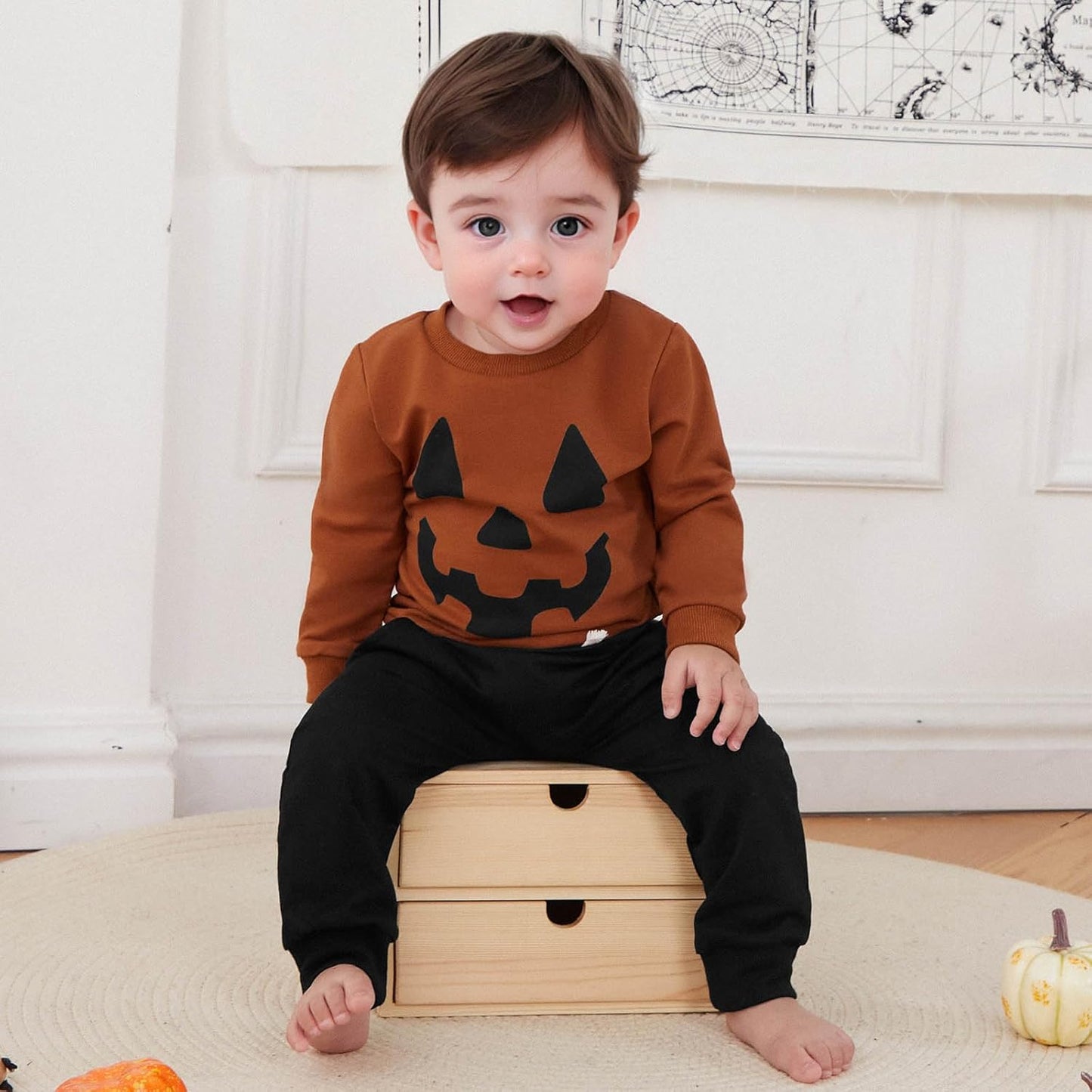 Halloween Baby Girl Boy Outfits Pumpkin Sweatshirt Long Sleeve Hoodies Halloween Baby Costume Toddler Fall Clothes