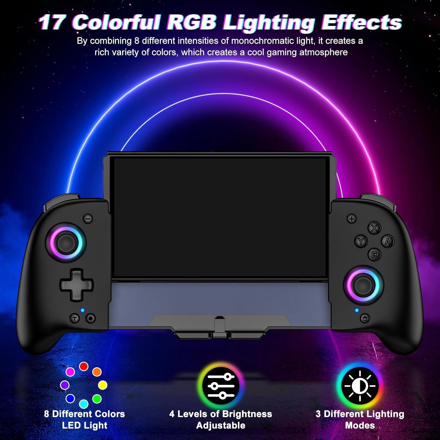 Switch Controllers for Nintendo Switch/Oled Controller, Switch Wireless Pro Controller One-Piece Joypad, Full-Size Ergonomic Handheld Mode Controller with Battery/Rgb/Turbo/Programming(Black)