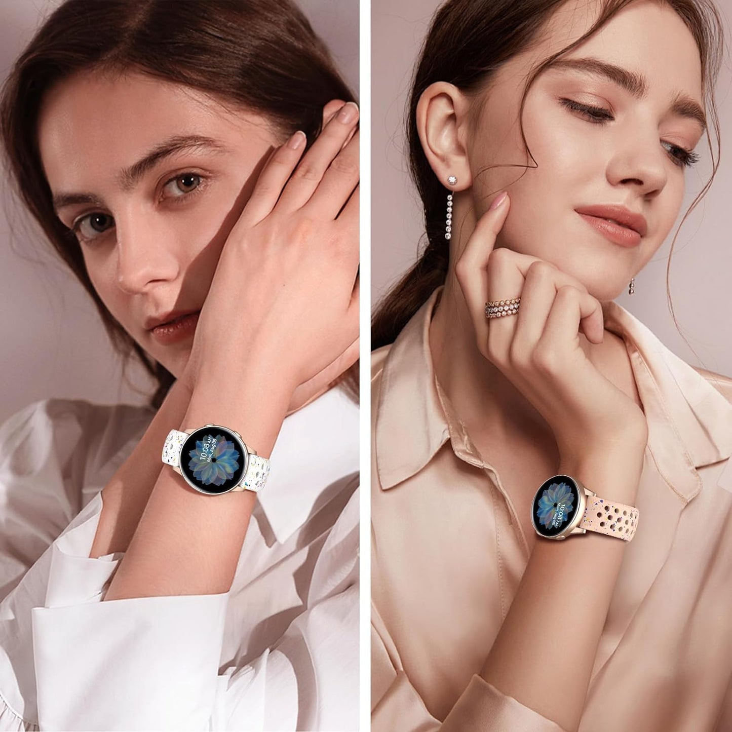 Breathable Sport Band Compatible with Samsung Galaxy Watch 7/6/5/4/FE Band 40Mm 44Mm, Galaxy Watch 5 Pro 45Mm,Galaxy Active 2,Galaxy Watch 3,20Mm Eco-Friendly Silicone Waterproof Strap for Women