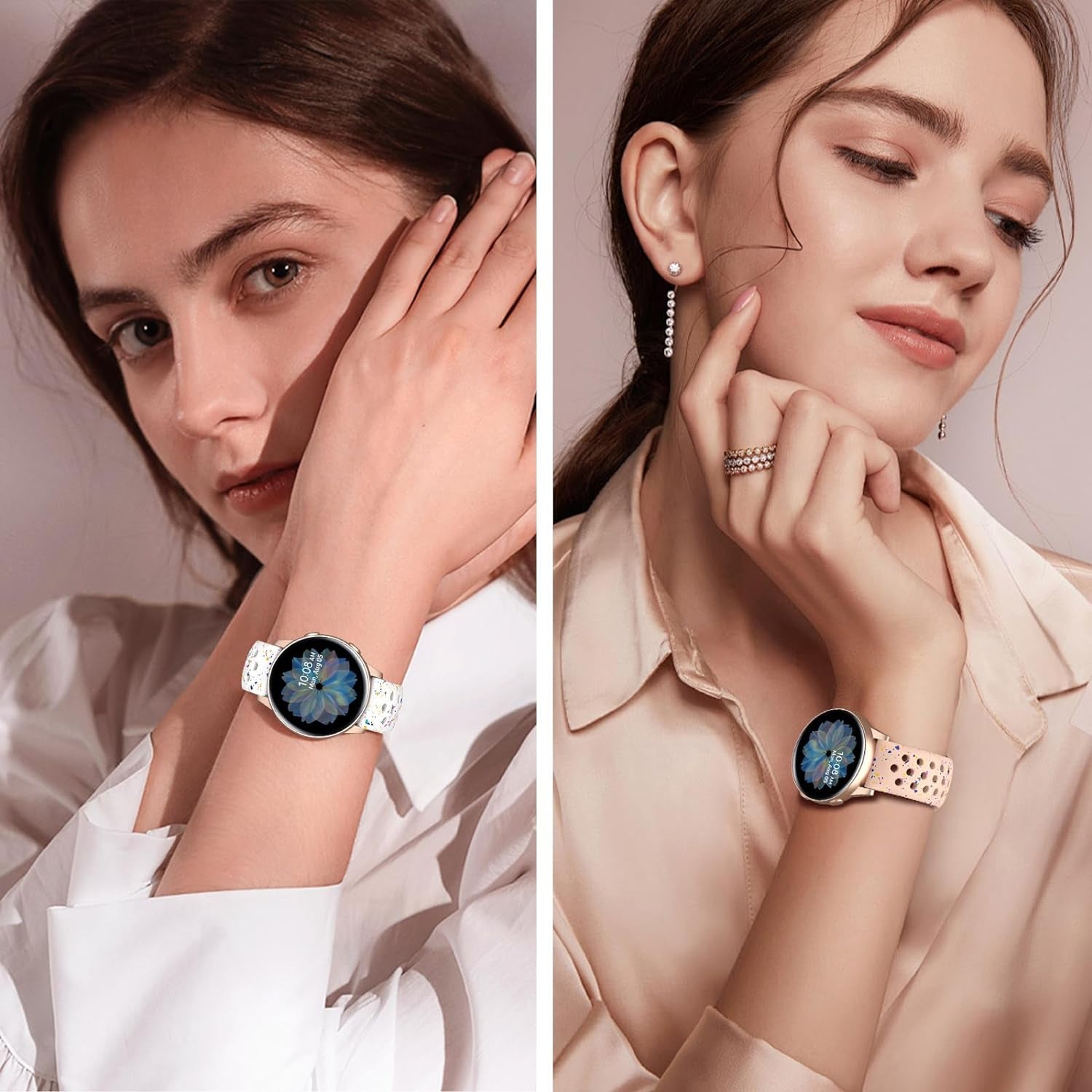 Breathable Sport Band Compatible with Samsung Galaxy Watch 7/6/5/4/FE Band 40Mm 44Mm, Galaxy Watch 5 Pro 45Mm,Galaxy Active 2,Galaxy Watch 3,20Mm Eco-Friendly Silicone Waterproof Strap for Women